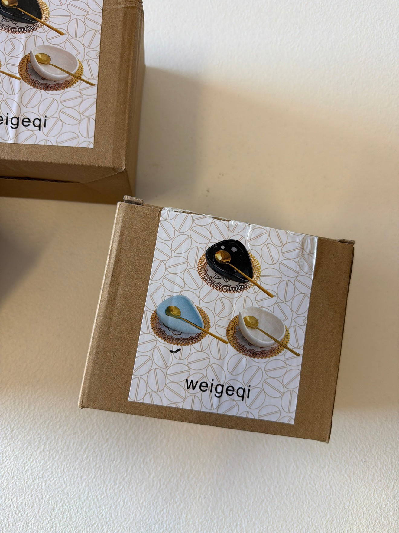 Ceramic Spoon Rest with Gold Spoon — New (3 Available)