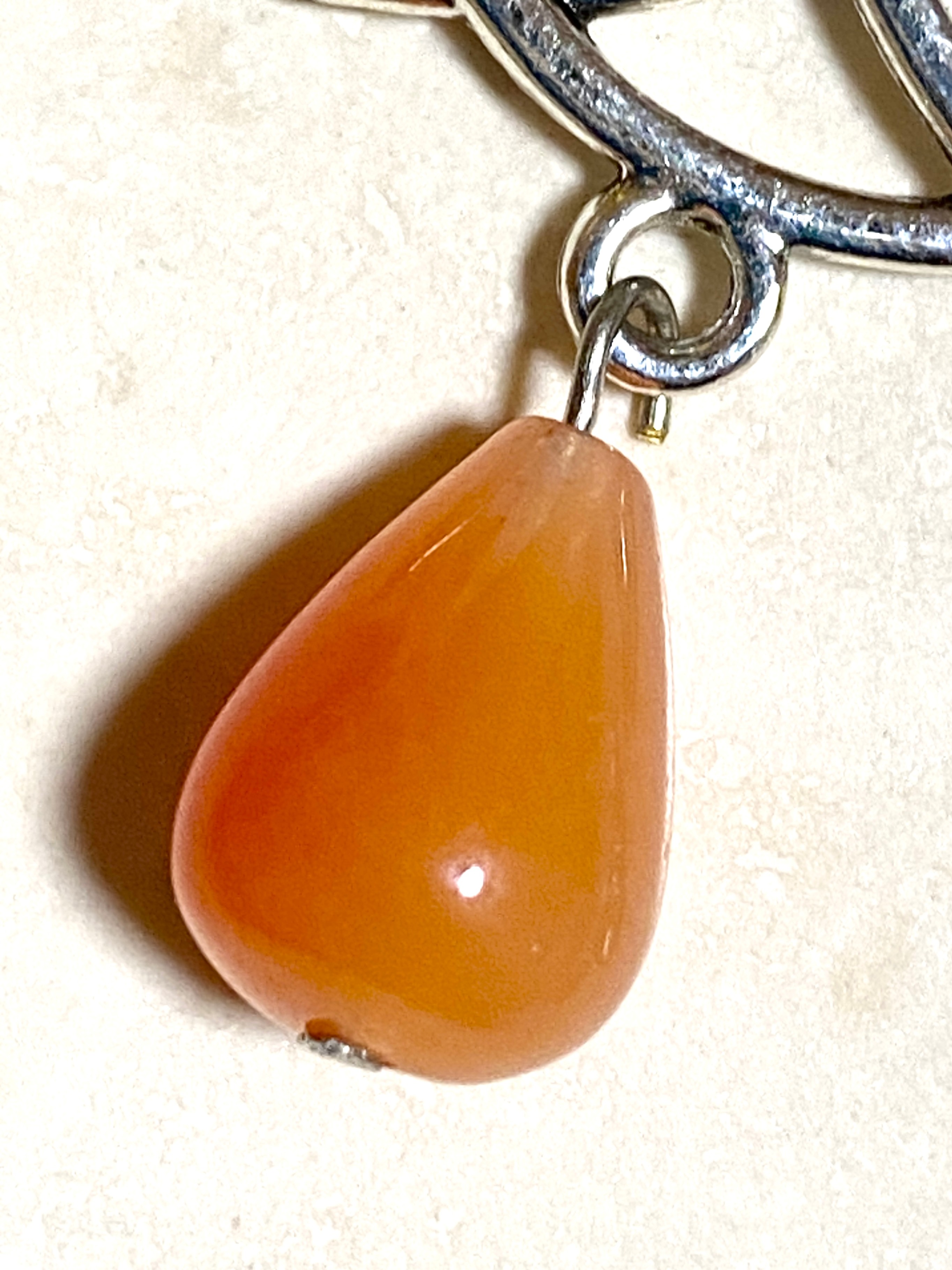 Orange Carnelian Agate Celtic Trinity Earrings, 925 Silver Hook - photo 4