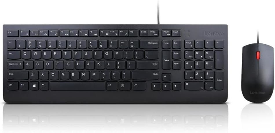 Lenovo Essential Wired Keyboard and Mouse Set - USB - Black