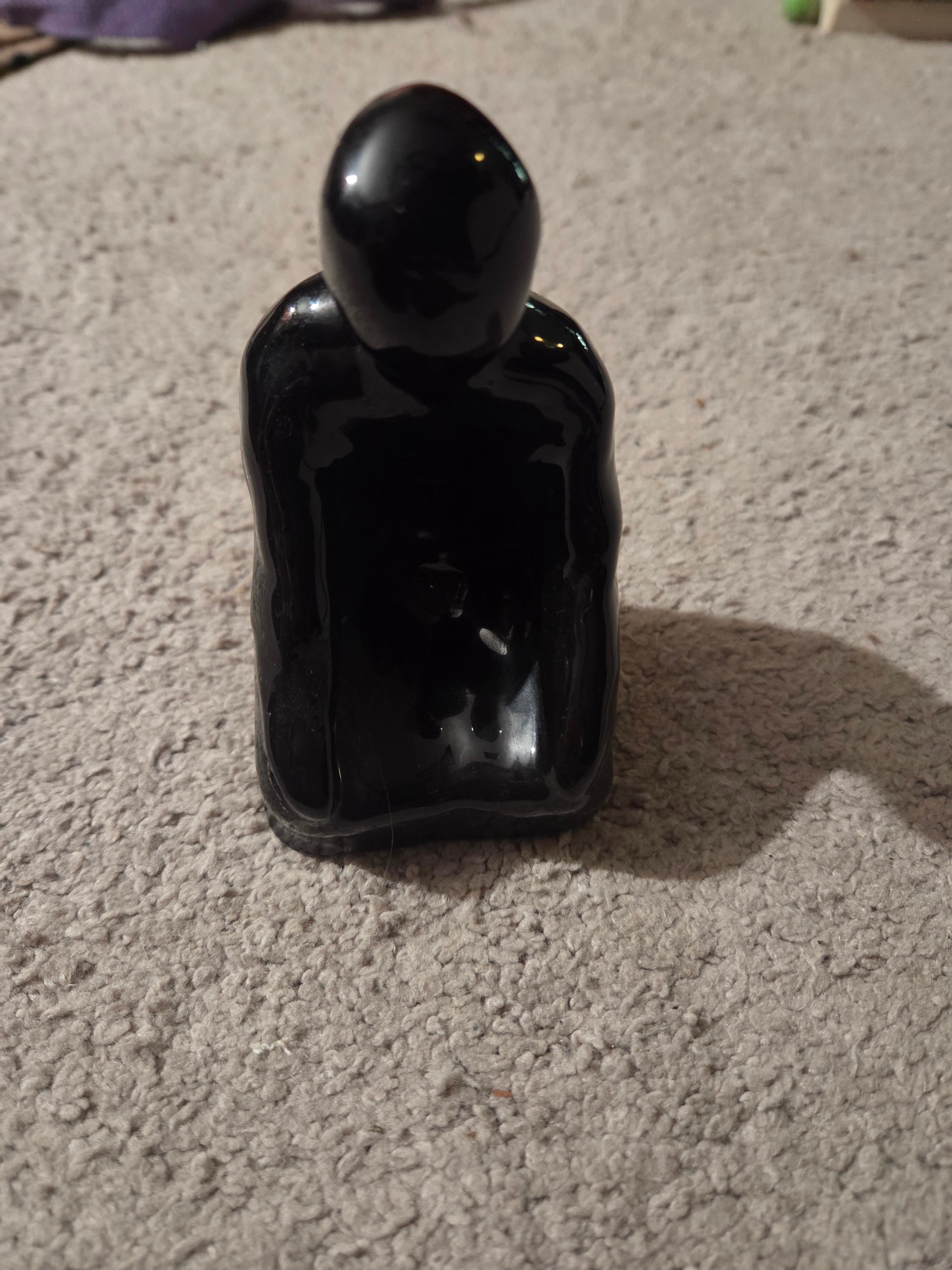 Vintage Black Glazed Ceramic "Thinker" Seated Sculpture, 6" 450g