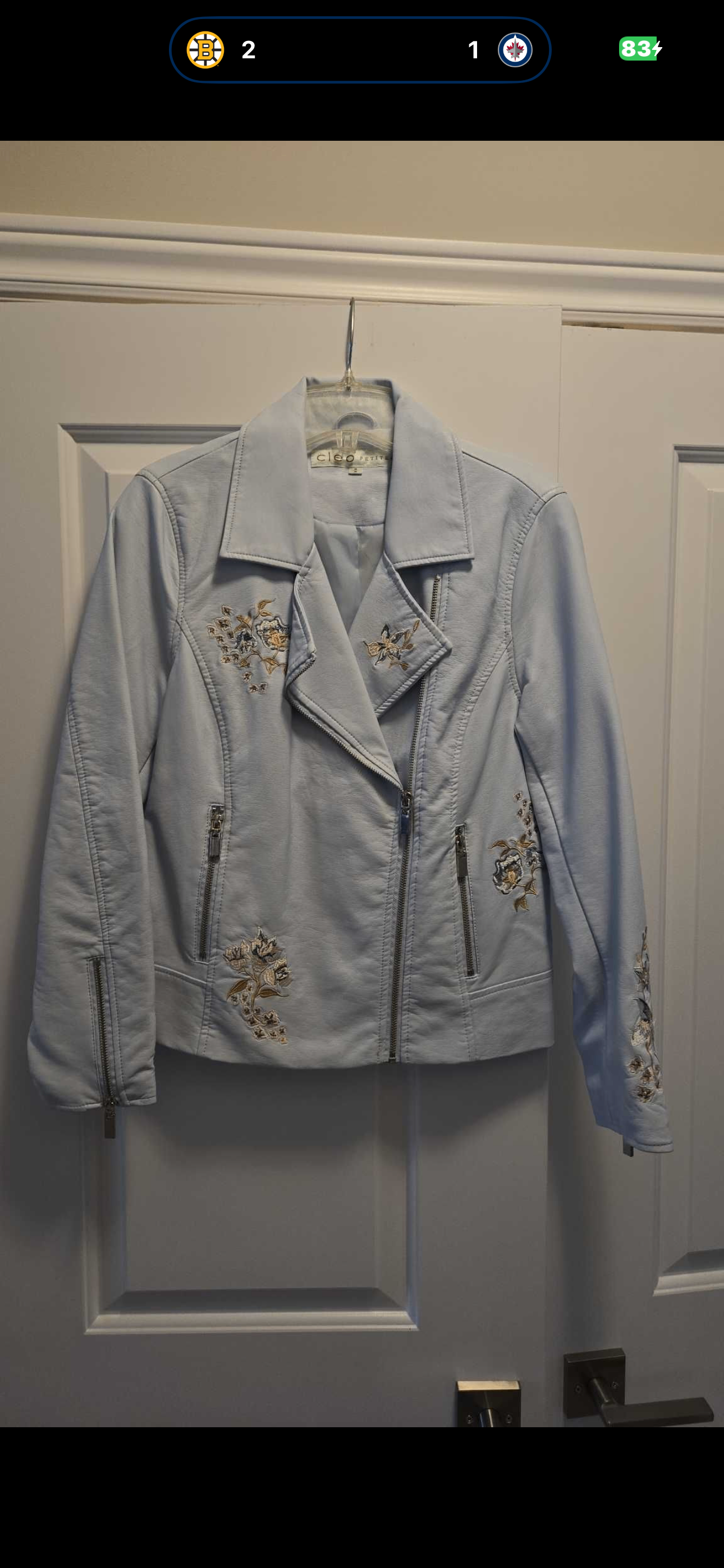 NWT Cleo Petite Embroidered Faux Leather Jacket - photo 4
