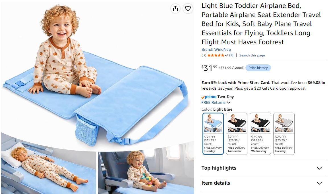 NEW~ Kids Travel Bed, Portable for Airplane/Train/Bus - photo 5