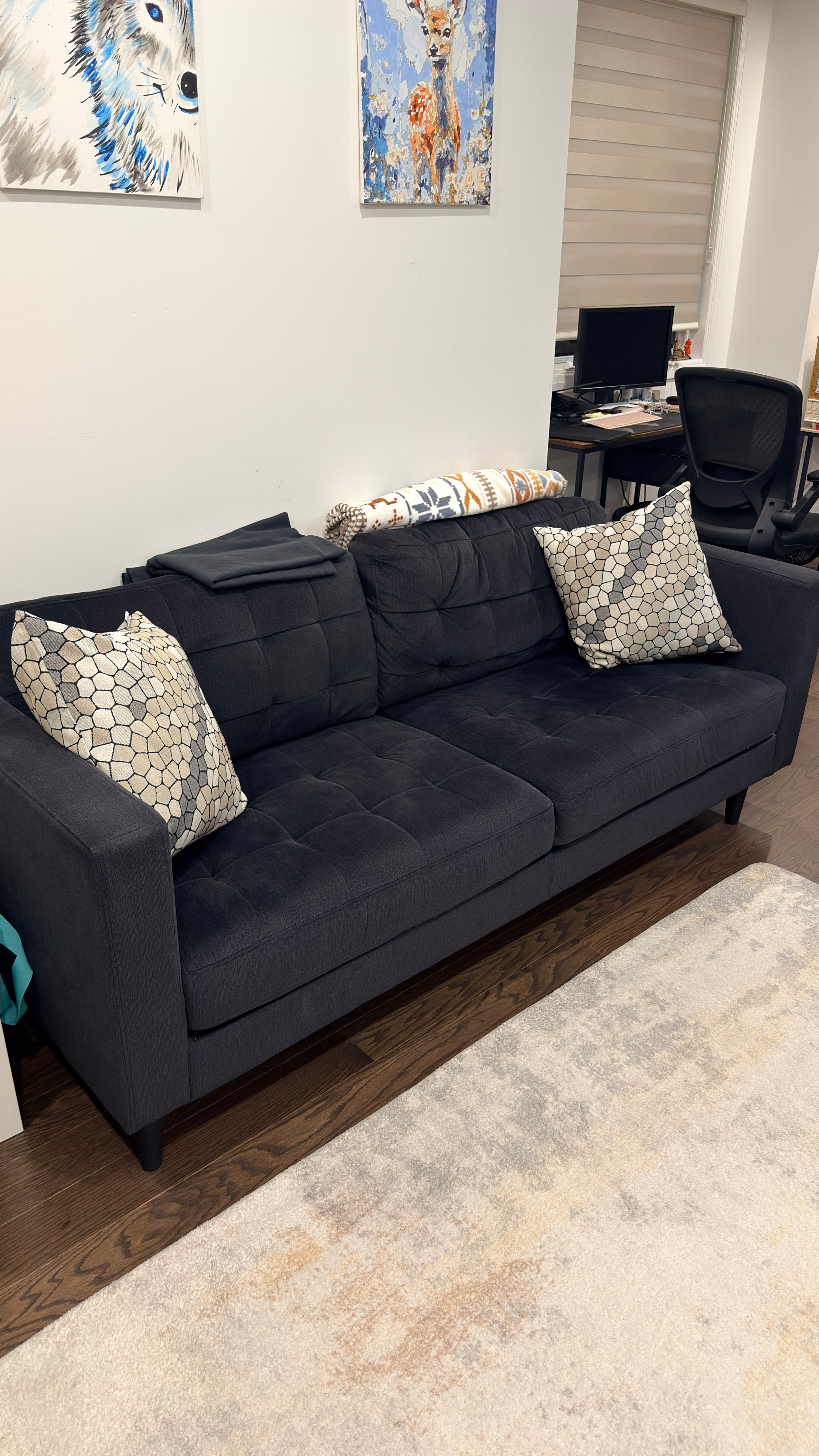 Dark charcoal 3-seat sofa / couch