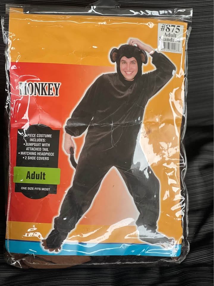 Charades Adult Standard Monkey Costume ONE SIZE FITS ALL