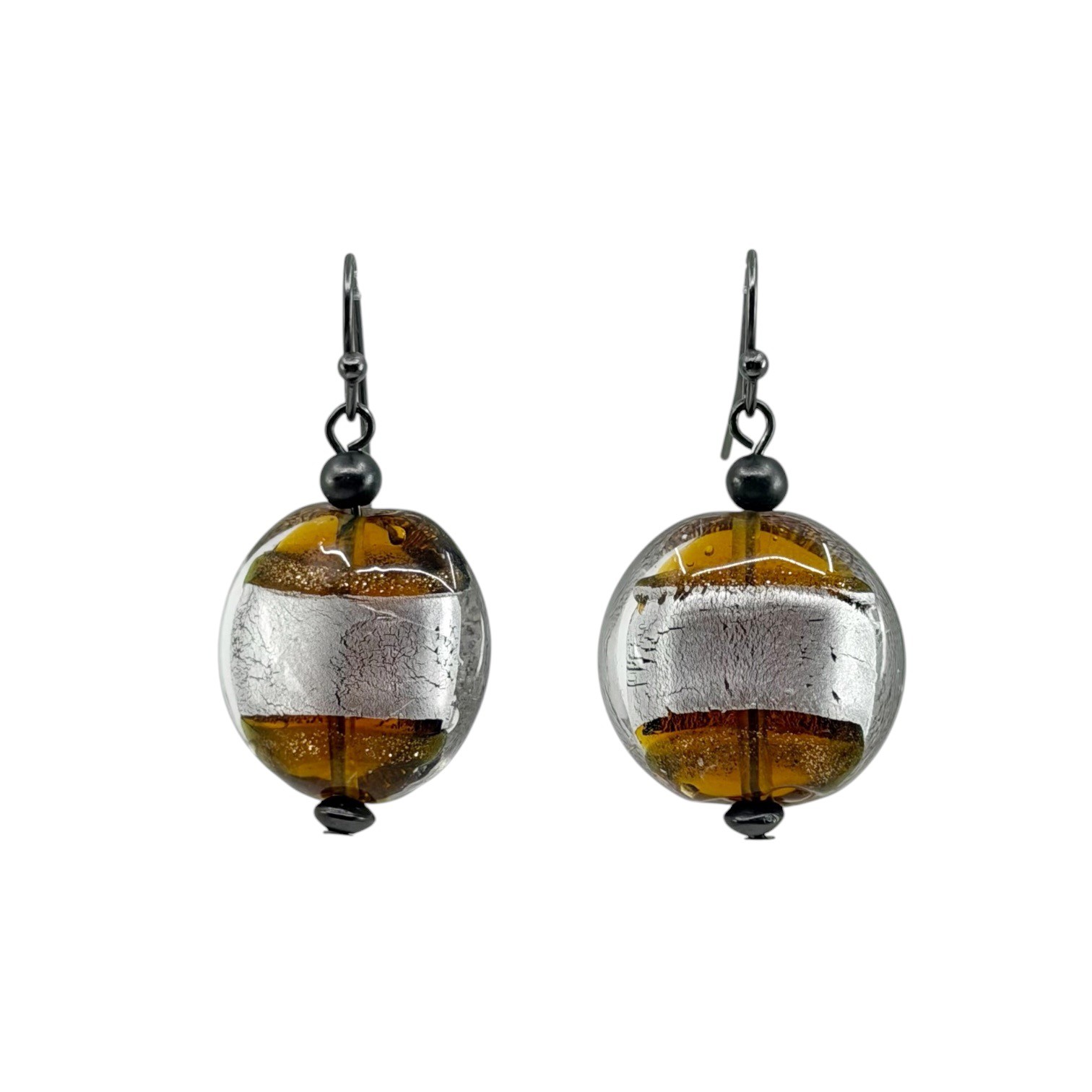 Sterling silver foil Lampwork glass bead earrings - GM1107 - photo 2