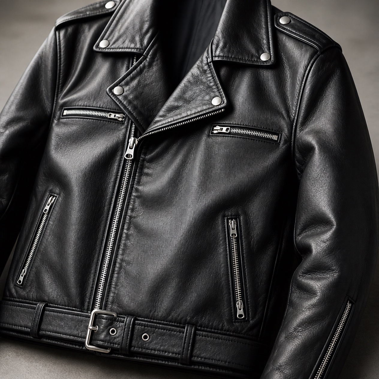 JKT-029 — Men's leather biker jacket — brand new, size M - photo 5