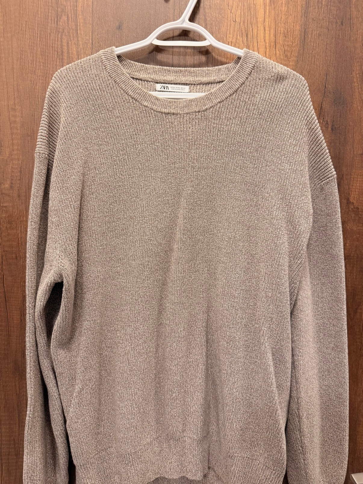 Zara Taupe Ribbed Crewneck Sweater, Size XL - photo 2