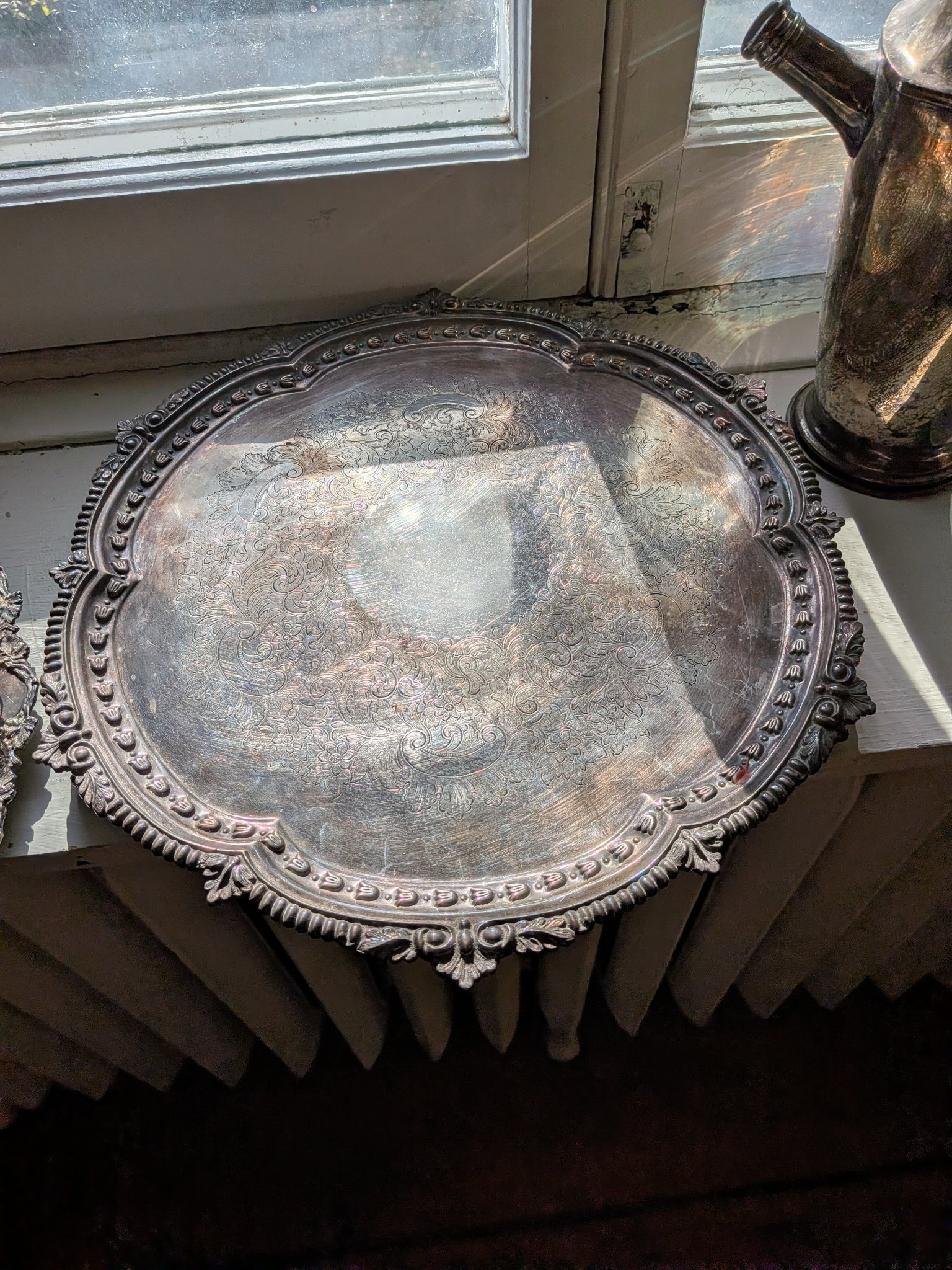 Vintage Silver Serving Lot: Trays, Mugs, Tankards, Vase, Box - photo 5