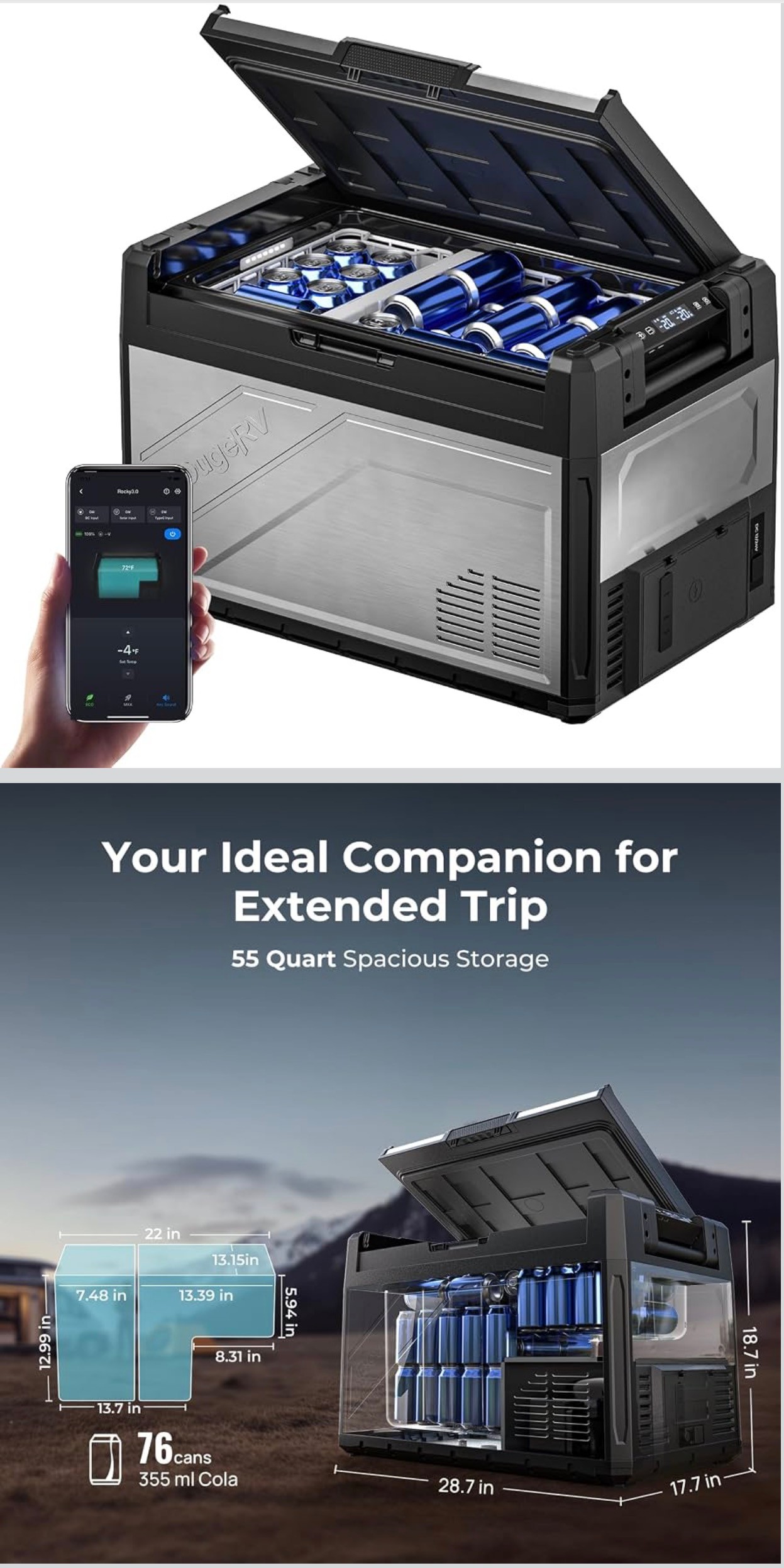 BougeRV Portable Fridge Independent Temp Control Single or Dual - photo 5
