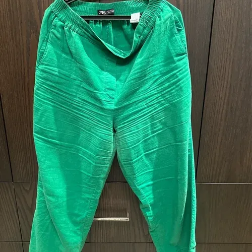 ZARA Green Linen Blend Shirt & Pants Set - photo 2