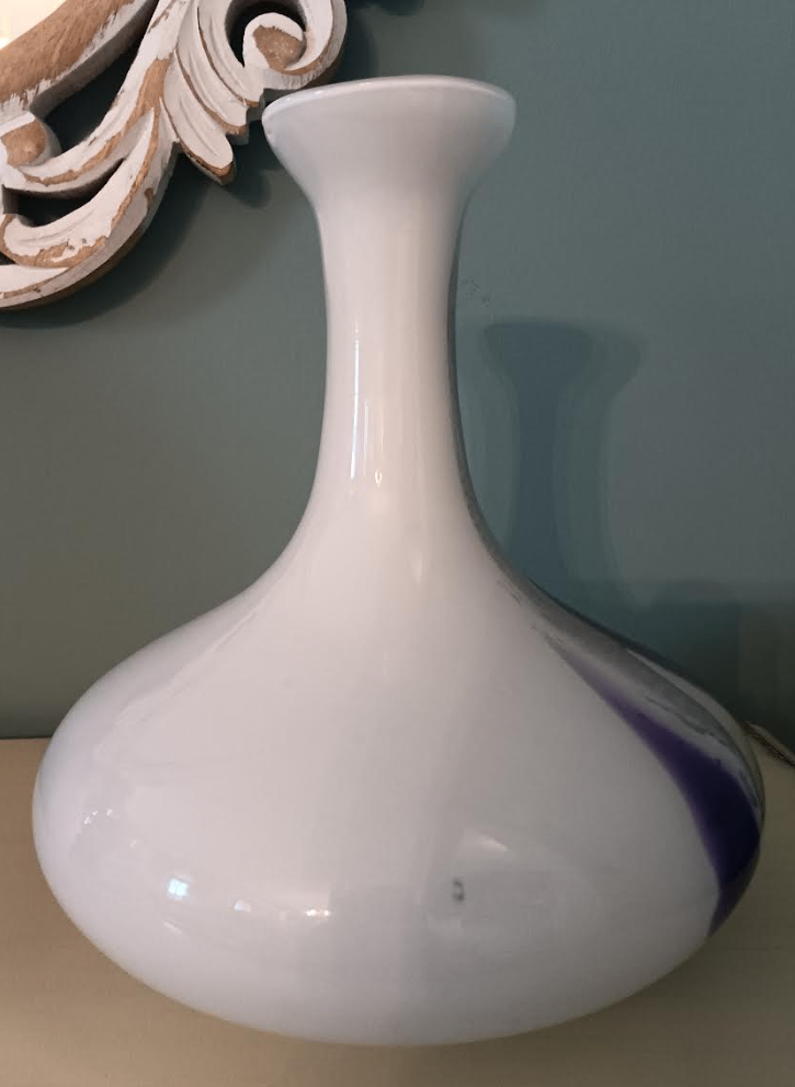 Vintage 80s Hans Jurgen Richartz signed white art glass vase - photo 3
