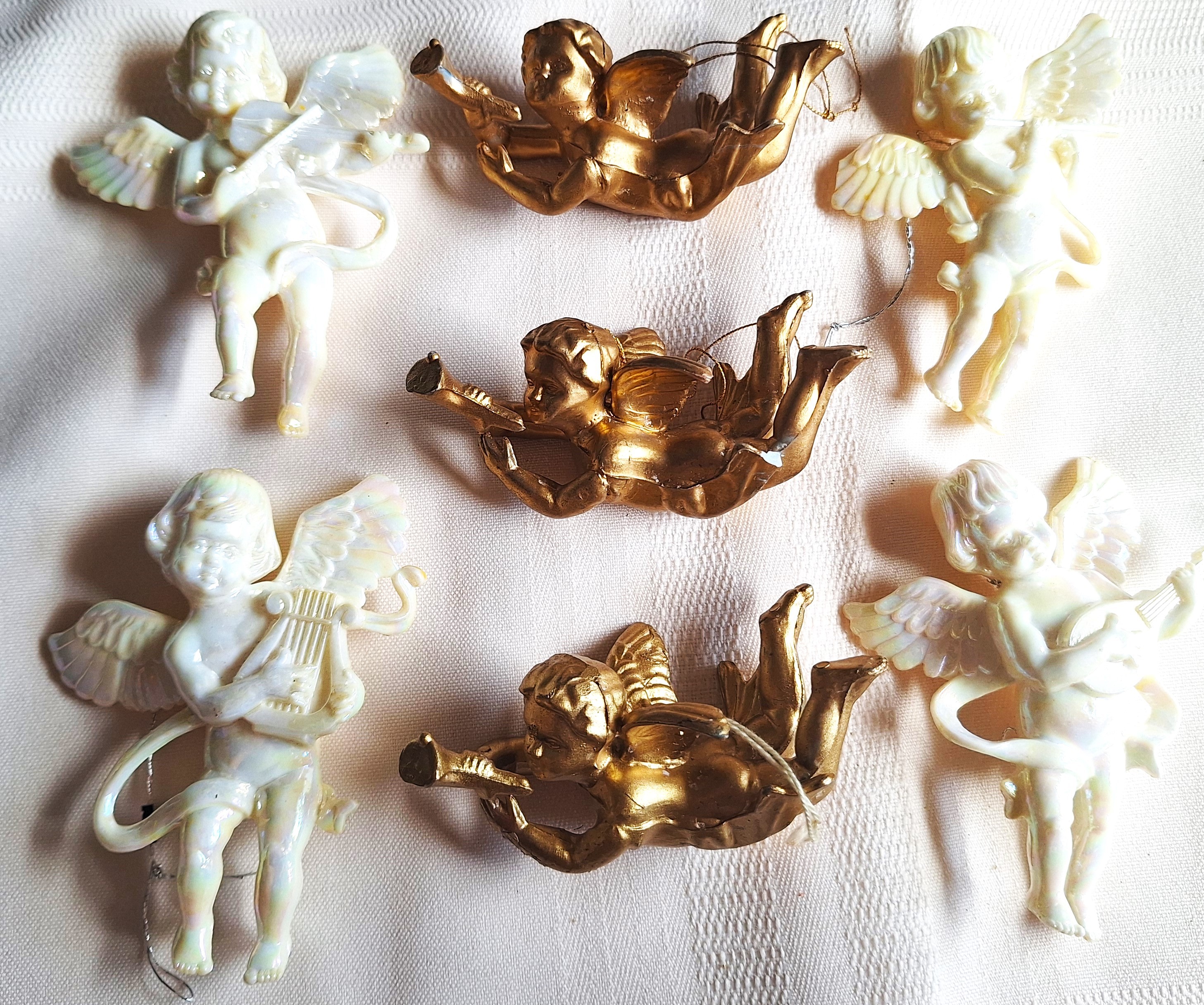 Lot of 7 1970's Musical Angels Xmas Tree Ornaments from Sears