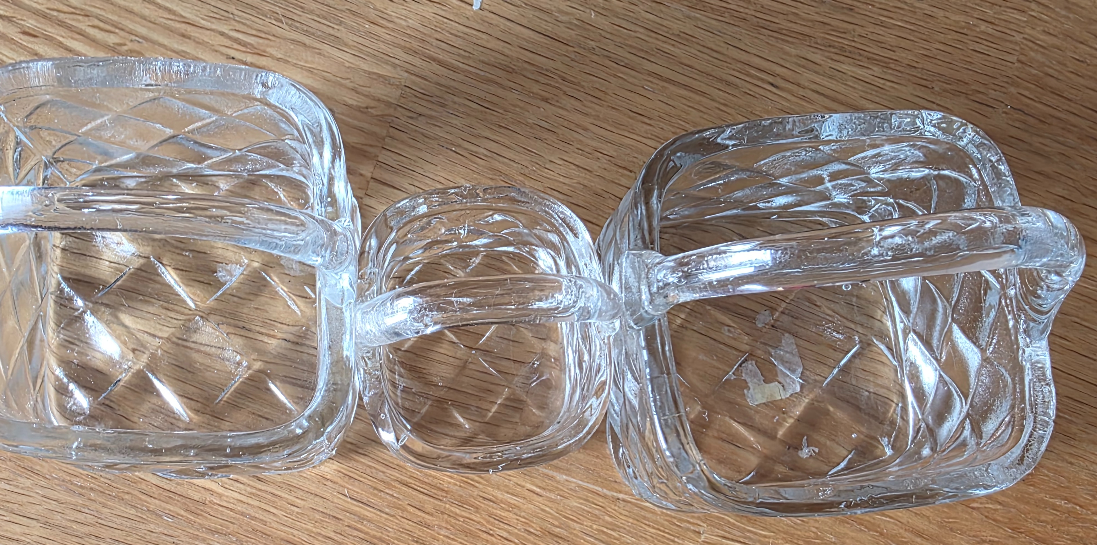 Set of 3 Vintage Clear Glass Baskets - photo 2