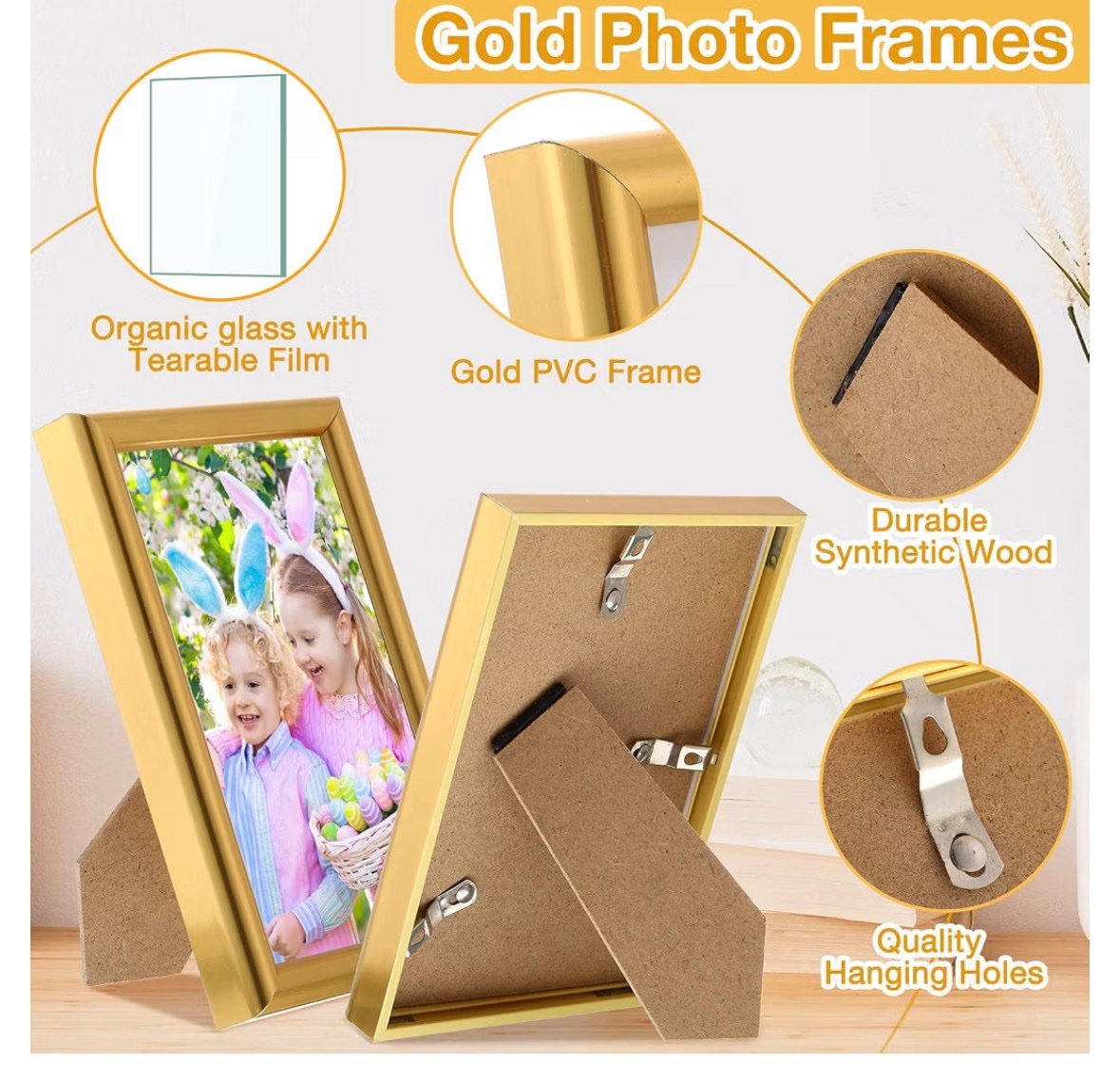 Gold Picture Frames Set of 16, 4x6