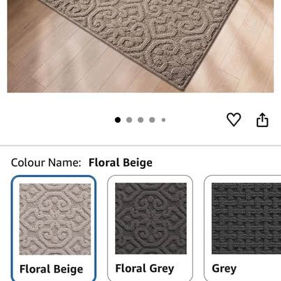 4x6 Entryway Rug Washable - Floral Beige Doormat, Non-Slip