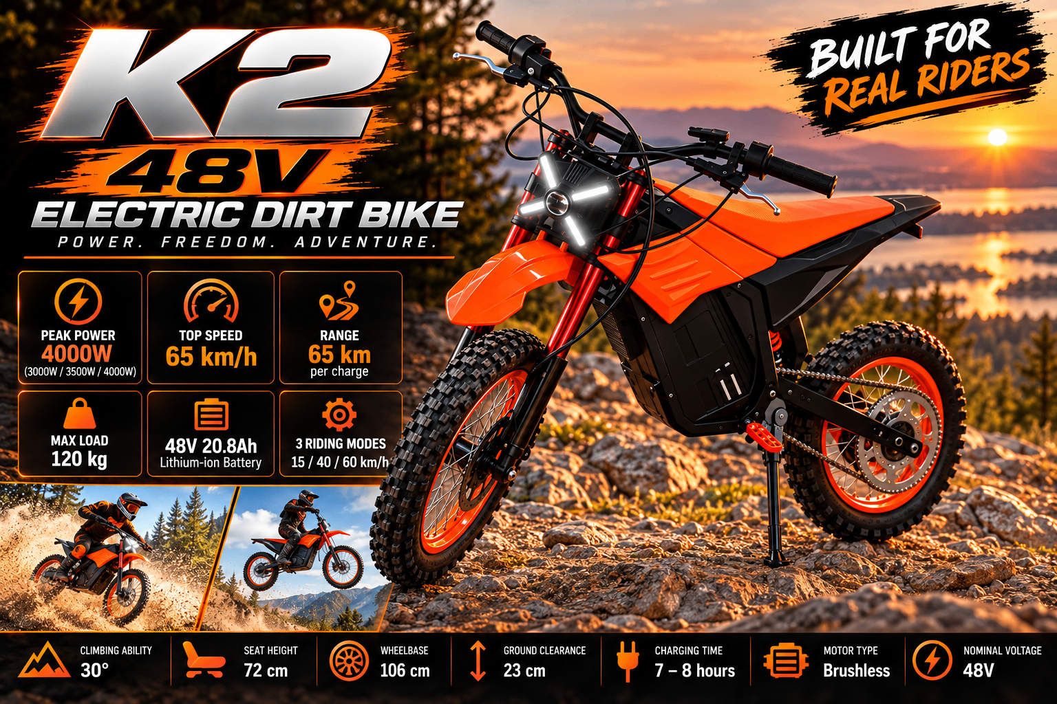 Electric Dirt Bike 4000W | 65 KM/H | 65 KM Range