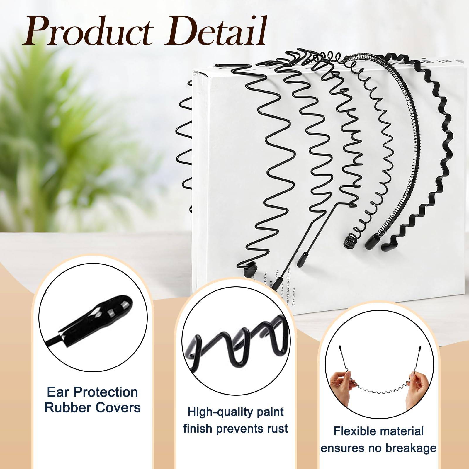 LERNOU Black Metal Headbands – New, 6-Piece Pack - photo 4