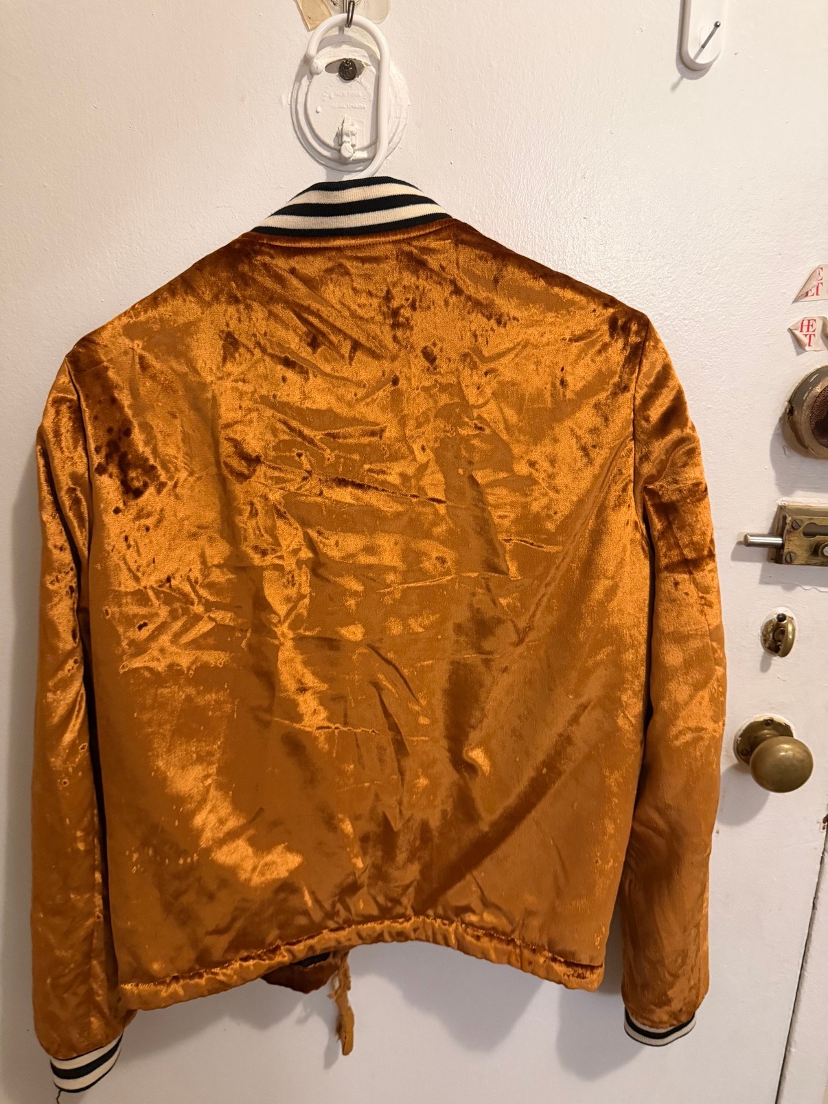 Saint Laurent Paris Gold Velvet Bomber Jacket - photo 2