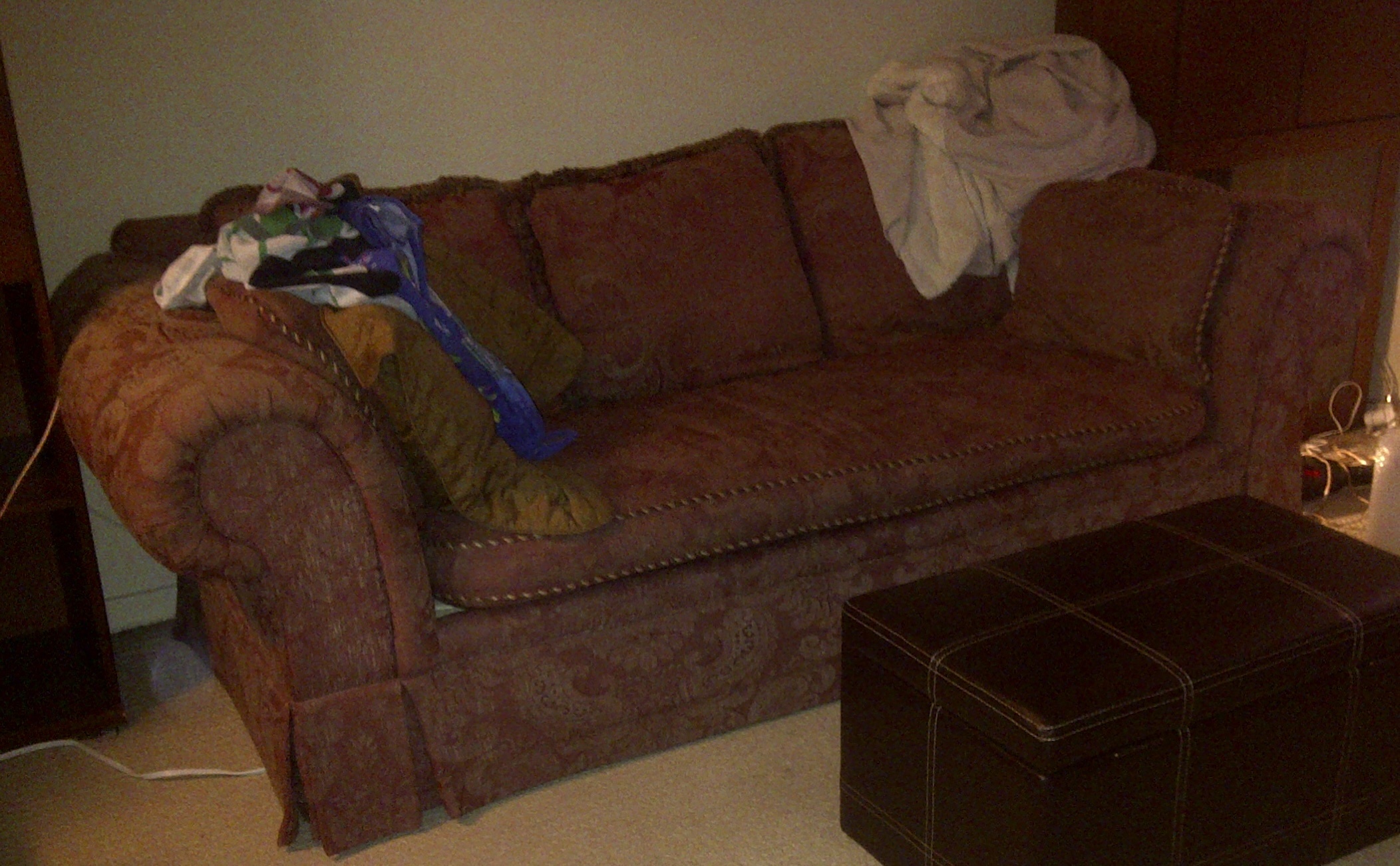 Classic Burgundy Patterned Sofa