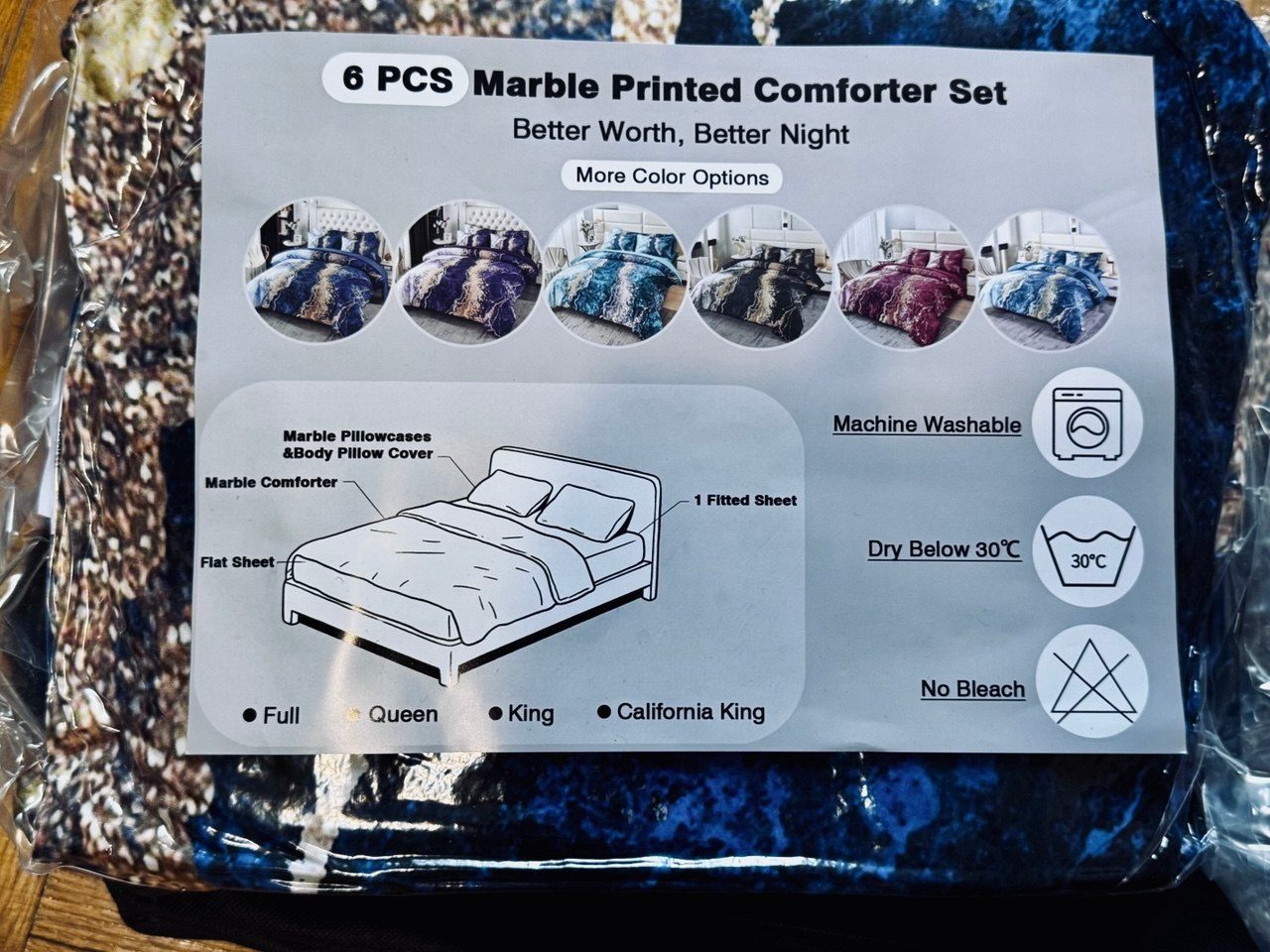 PERFEMET Marble Printed Full Size Comforter Set - photo 5