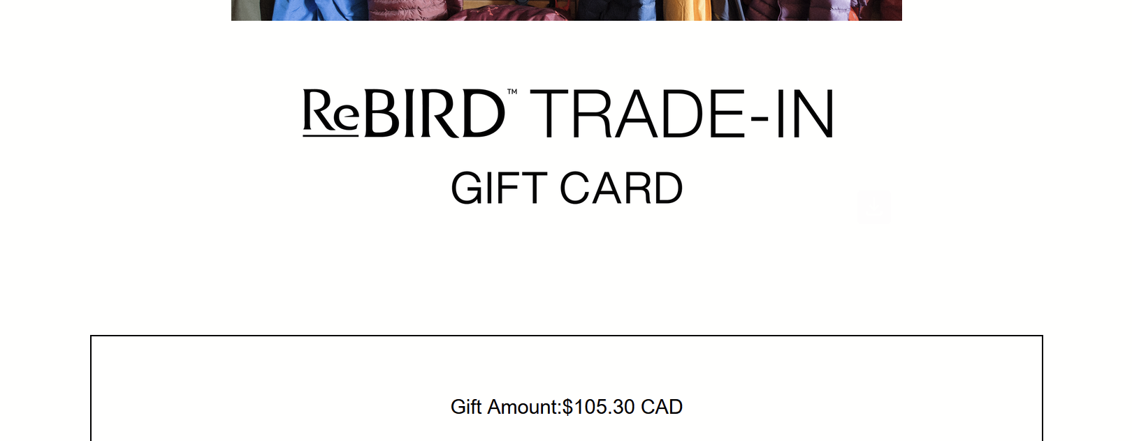 Arc'teryx Giftcard $105.30
