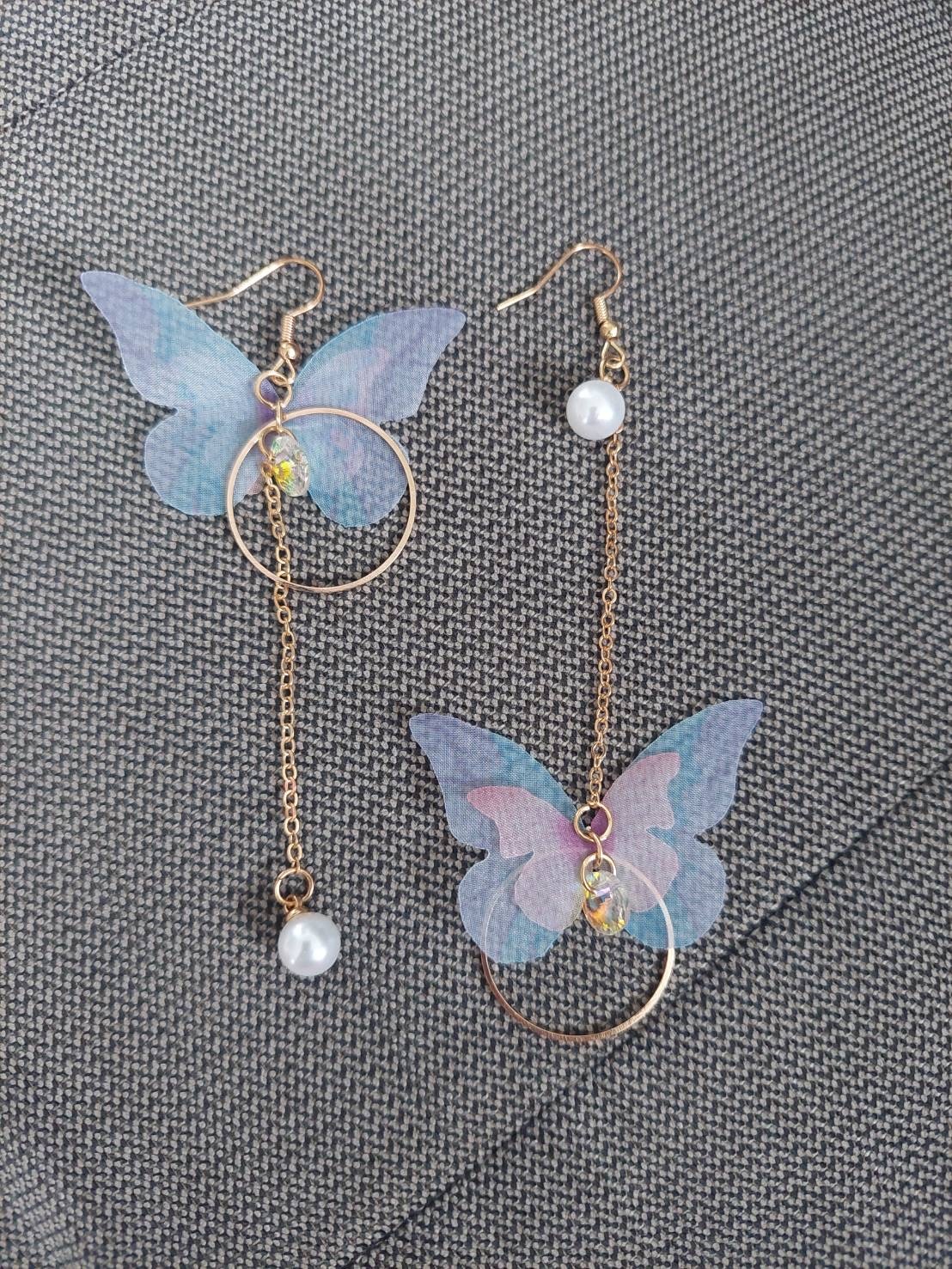 Butterfly Dangle Earrings with Pearls - photo 5