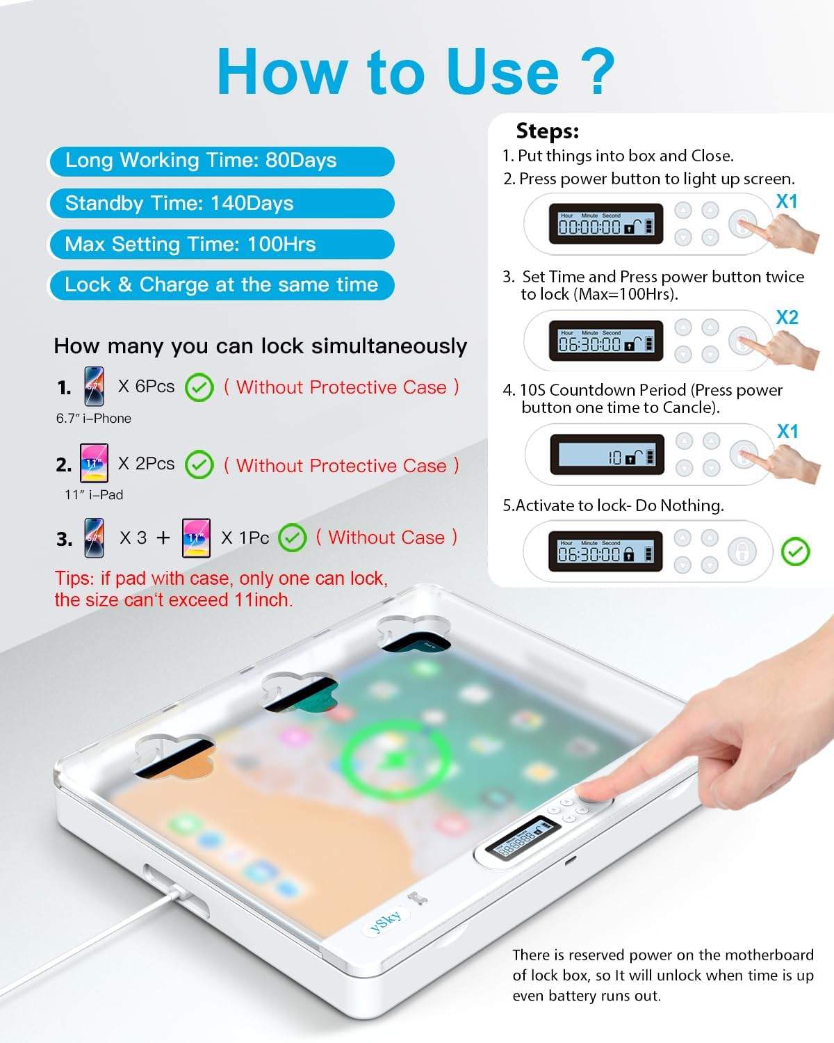 ySky Phone Lock Box with Timer for - photo 3