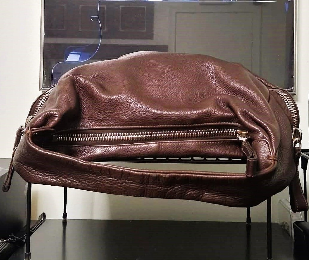 Roots Canada Brown Thick Pebbled Leather Hobo Shoulder Bag - photo 5