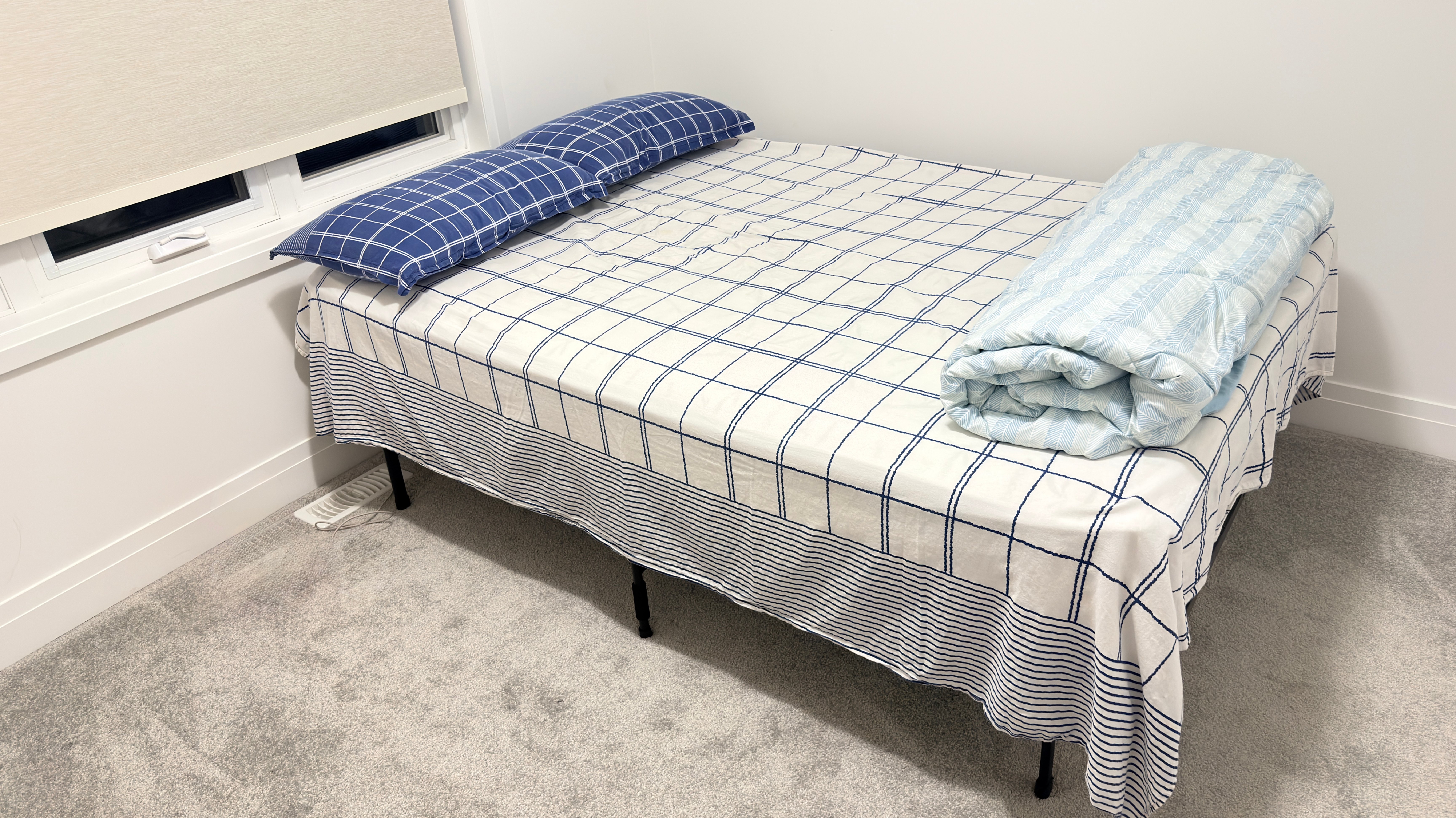 Full-size metal platform bed + mattress