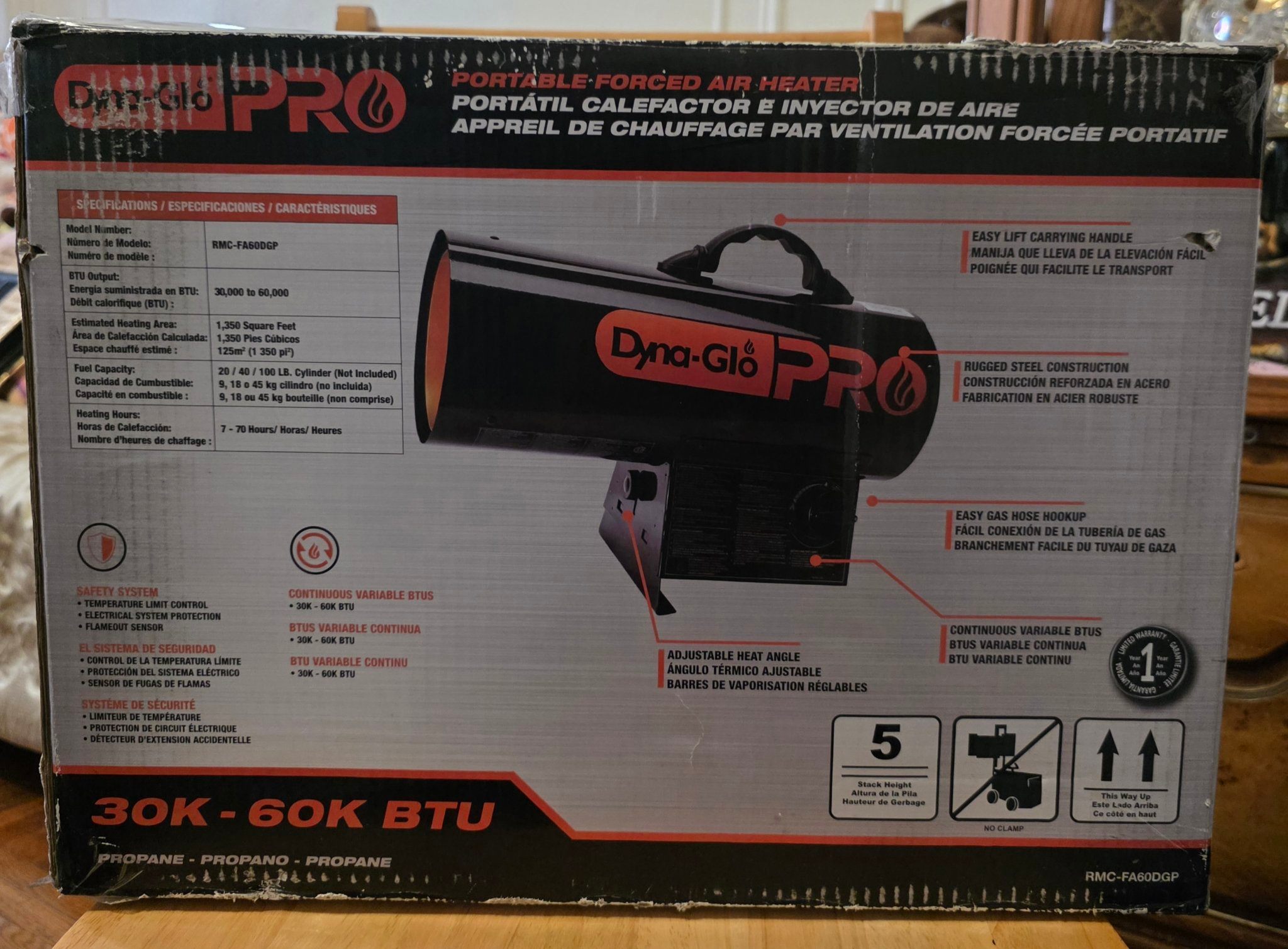Dyna-Glo PRO Heater 30K-60K BTU RMC-FA60DGP Open Box Very Good