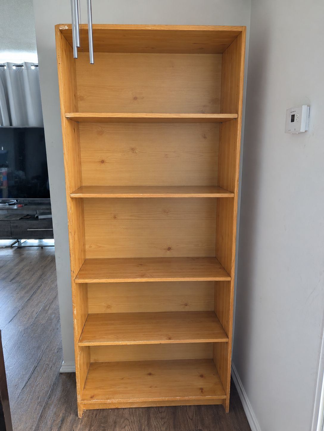 Moving Sale – Tall Natural Wood 5-Shelf Bookcase