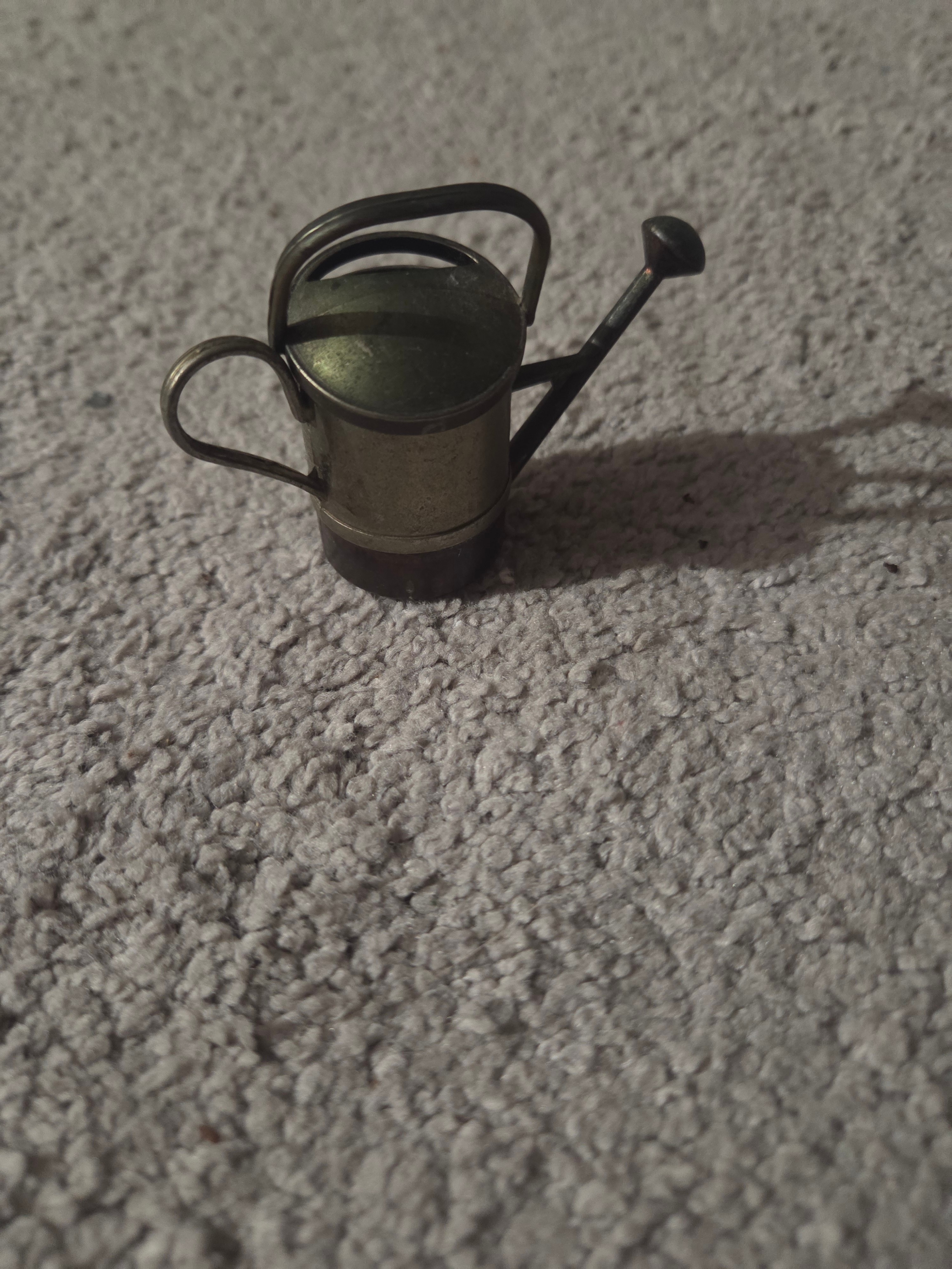 Vintage Brass Copper Miniature Watering Can Figurine, 2.5" H