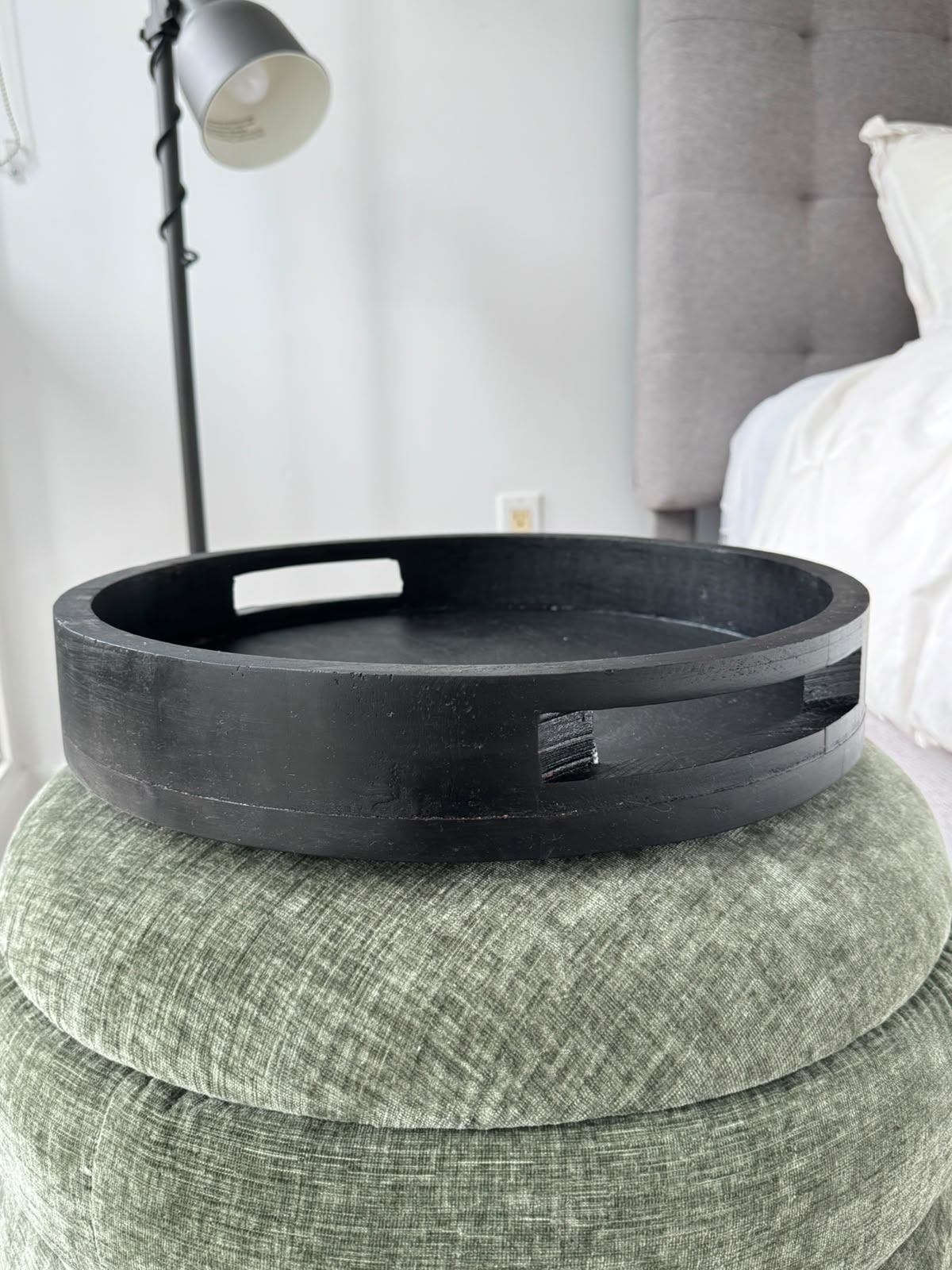 Round Black Wood Tray / Serving Tray 15" - photo 3