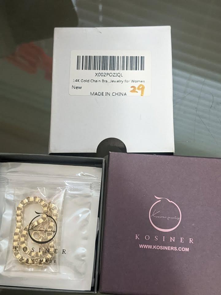 KOSINER 14K Gold Chain Bracelets, Bracelet Minimalist Adjustable