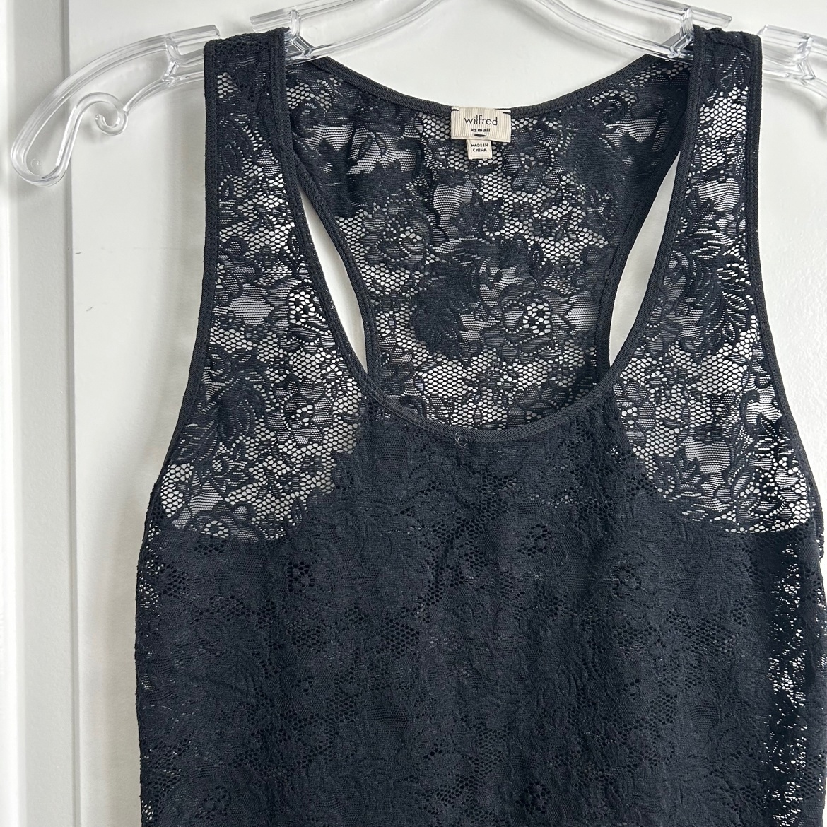 Wilfred Black Lace Racerback Tank – Size XS, Used Like New - photo 2