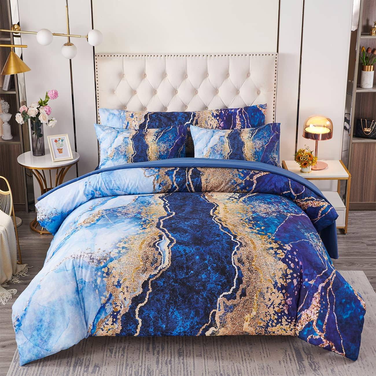 PERFEMET Marble Printed Full Size Comforter Set