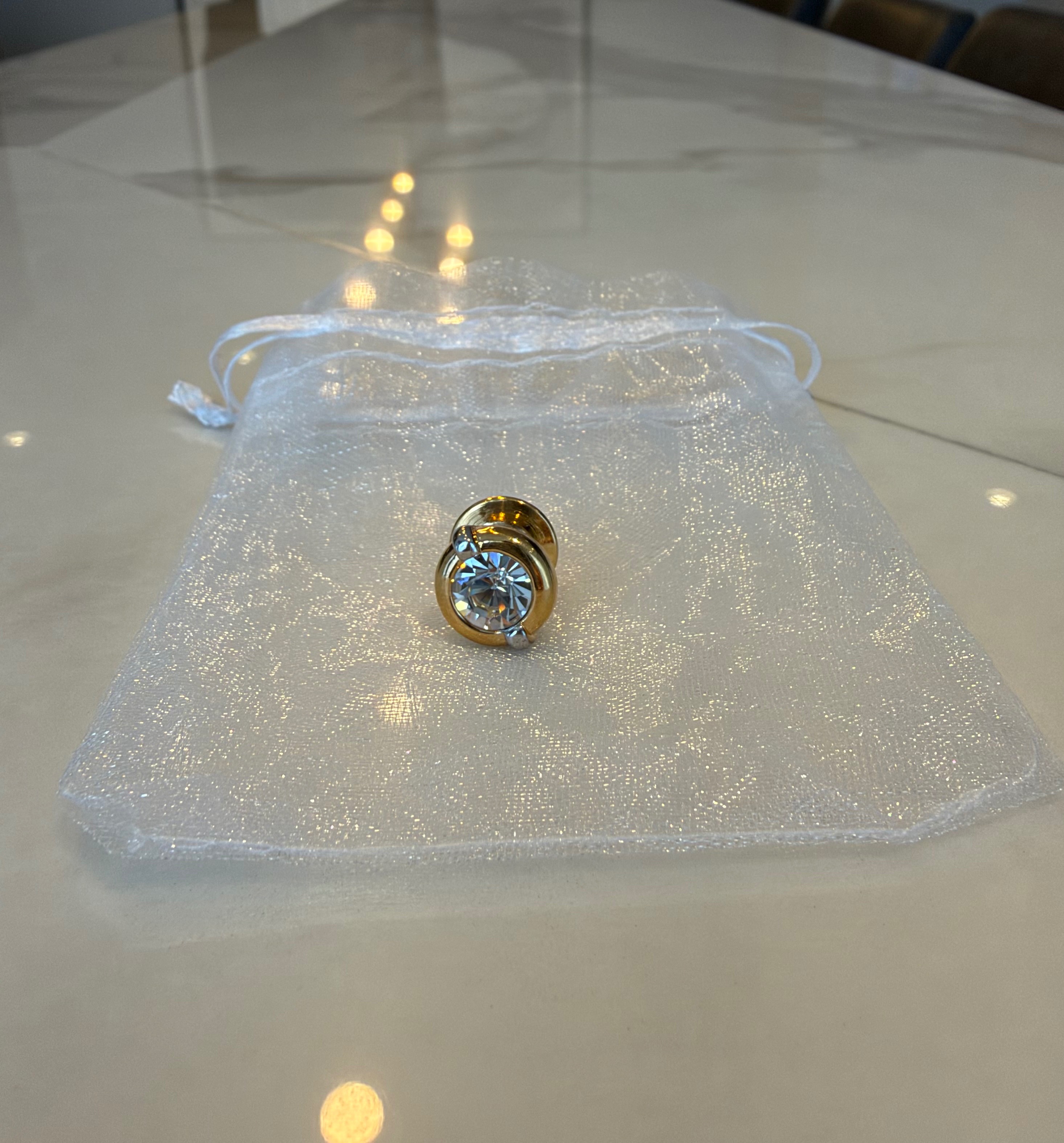 Vintage Swarovski Crystal Pin Brooch Gold Tone