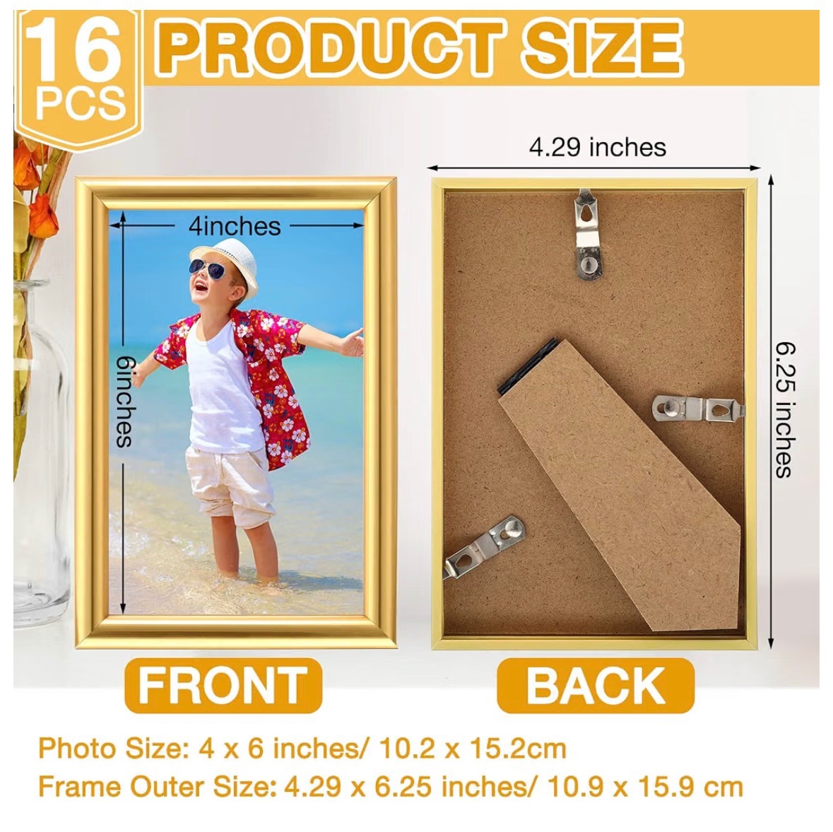 Gold Picture Frames Set of 16, 4x6 - photo 2