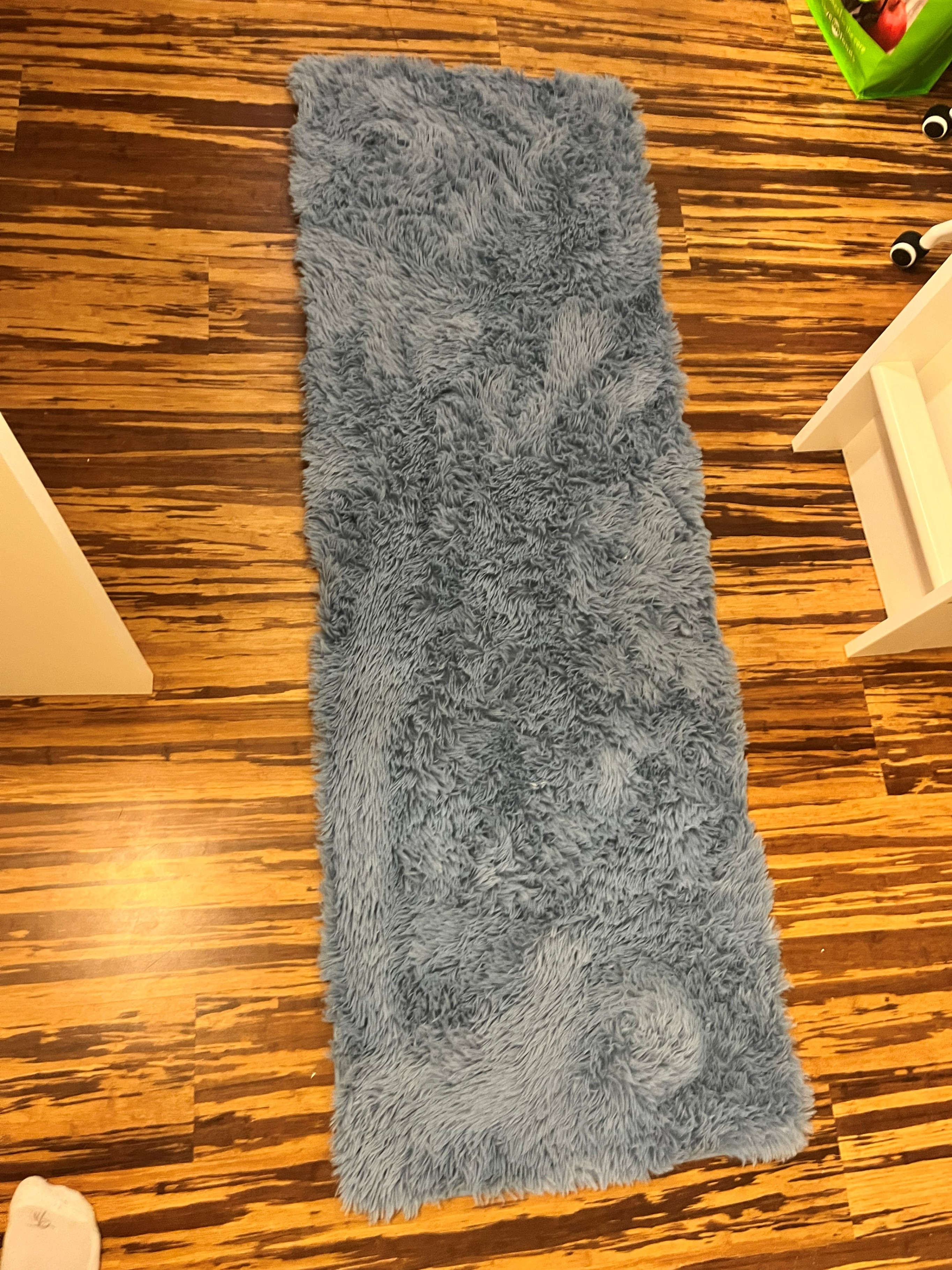 Blue Shaggy Faux Fur Runner Rug