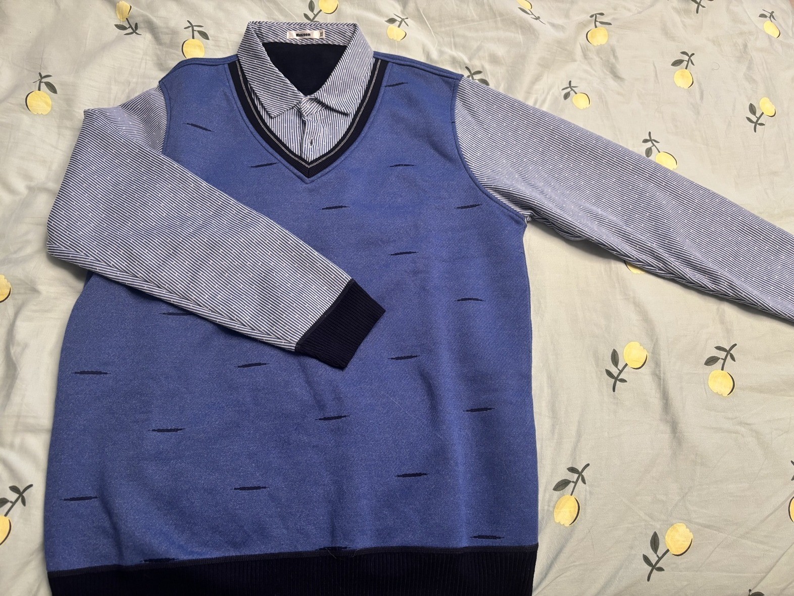 Men's fleece-lined sweaters — XXL, navy & dark red (new)