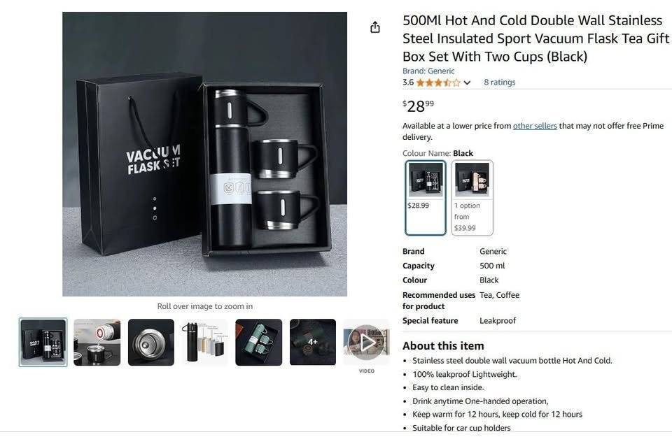 Vacuum bottle, 500Ml Hot And Cold Double SS Wall, Two Cups