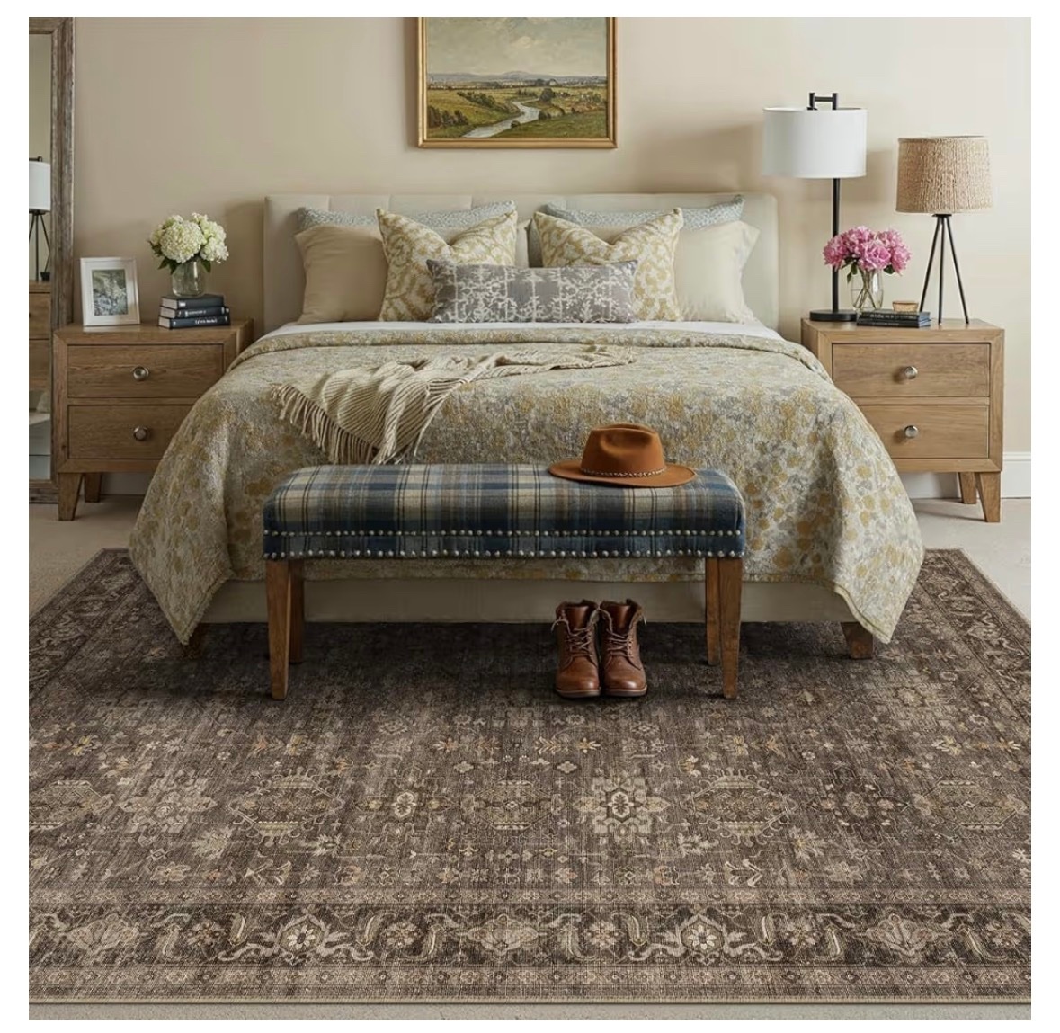 8x10 Rug Washable Brown Vintage Low Pile - photo 2