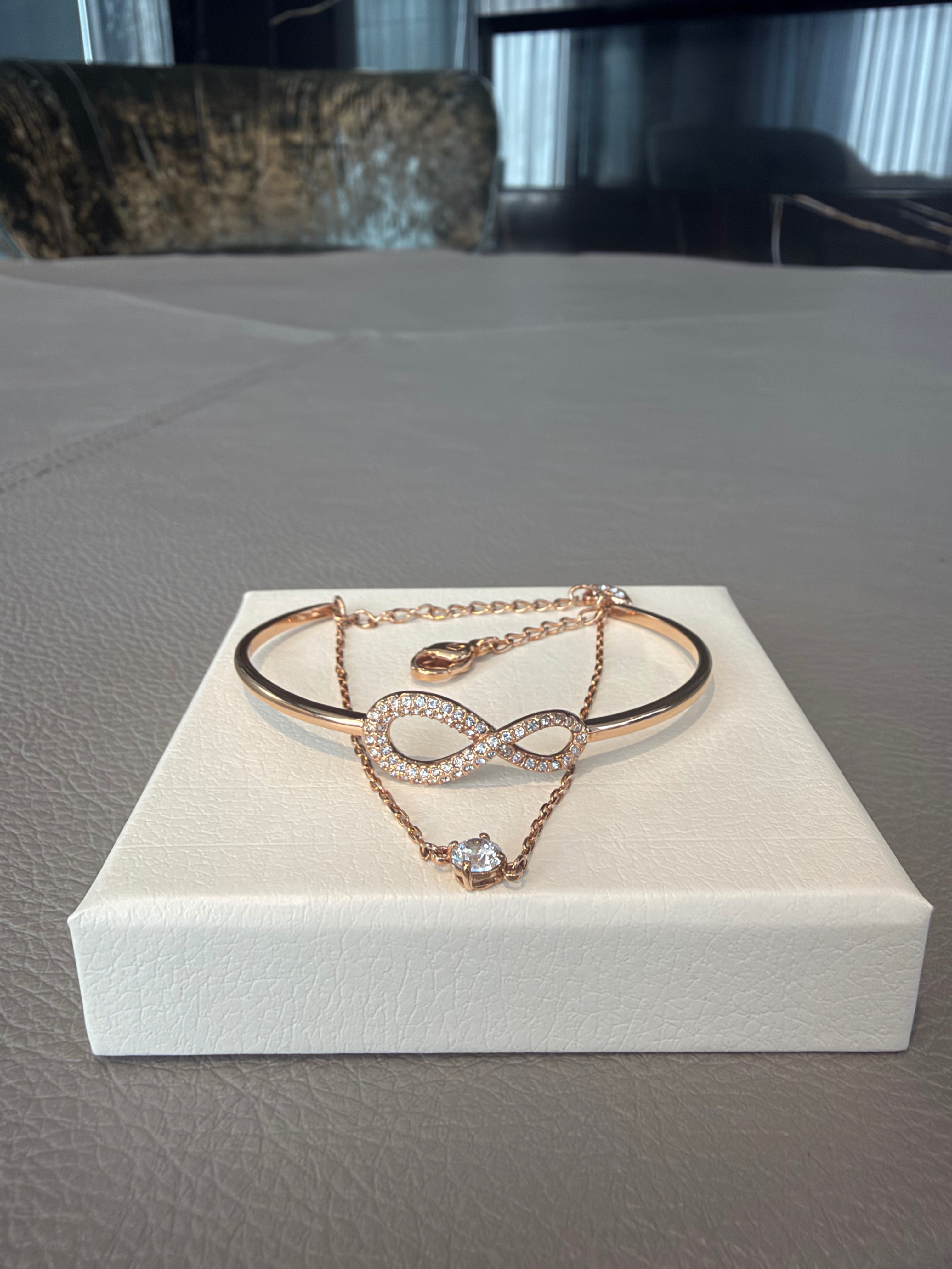 Swarovski Infinity Bangle Bracelet, Rose Gold Tone - photo 3