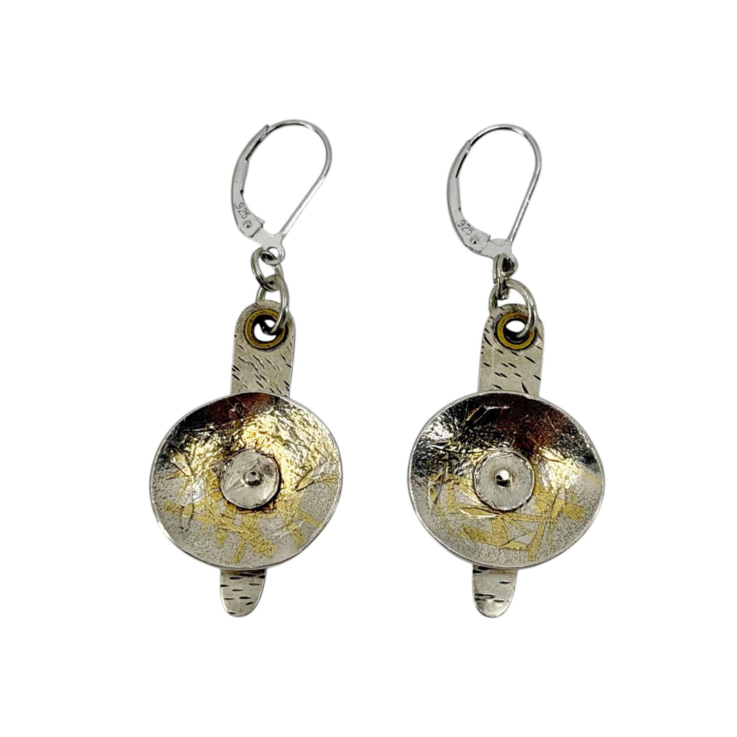 Hand Made 24k gold & sterling silver drop earrings - photo 3