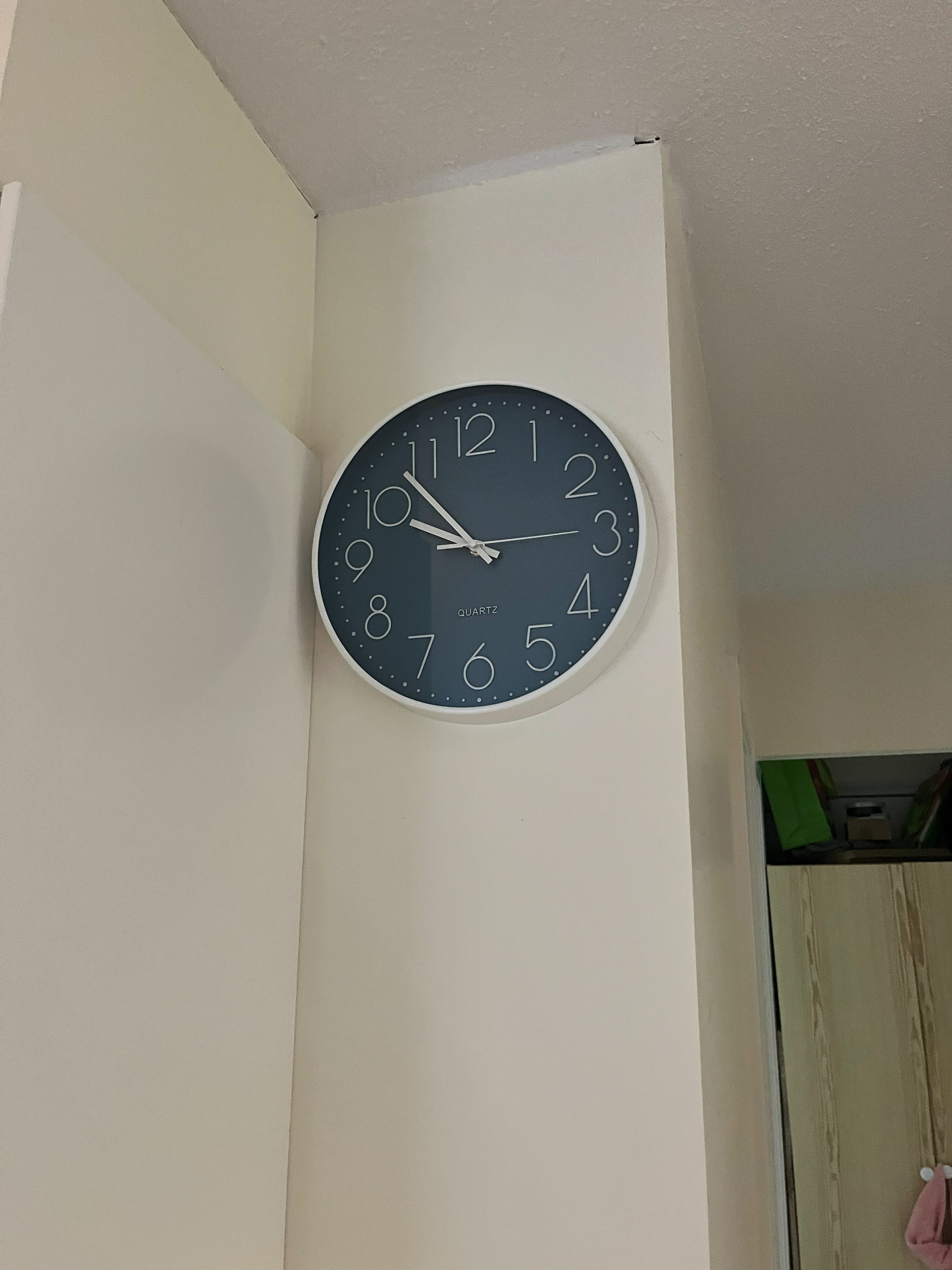 Blue Face White Numbers Quartz Wall Clock