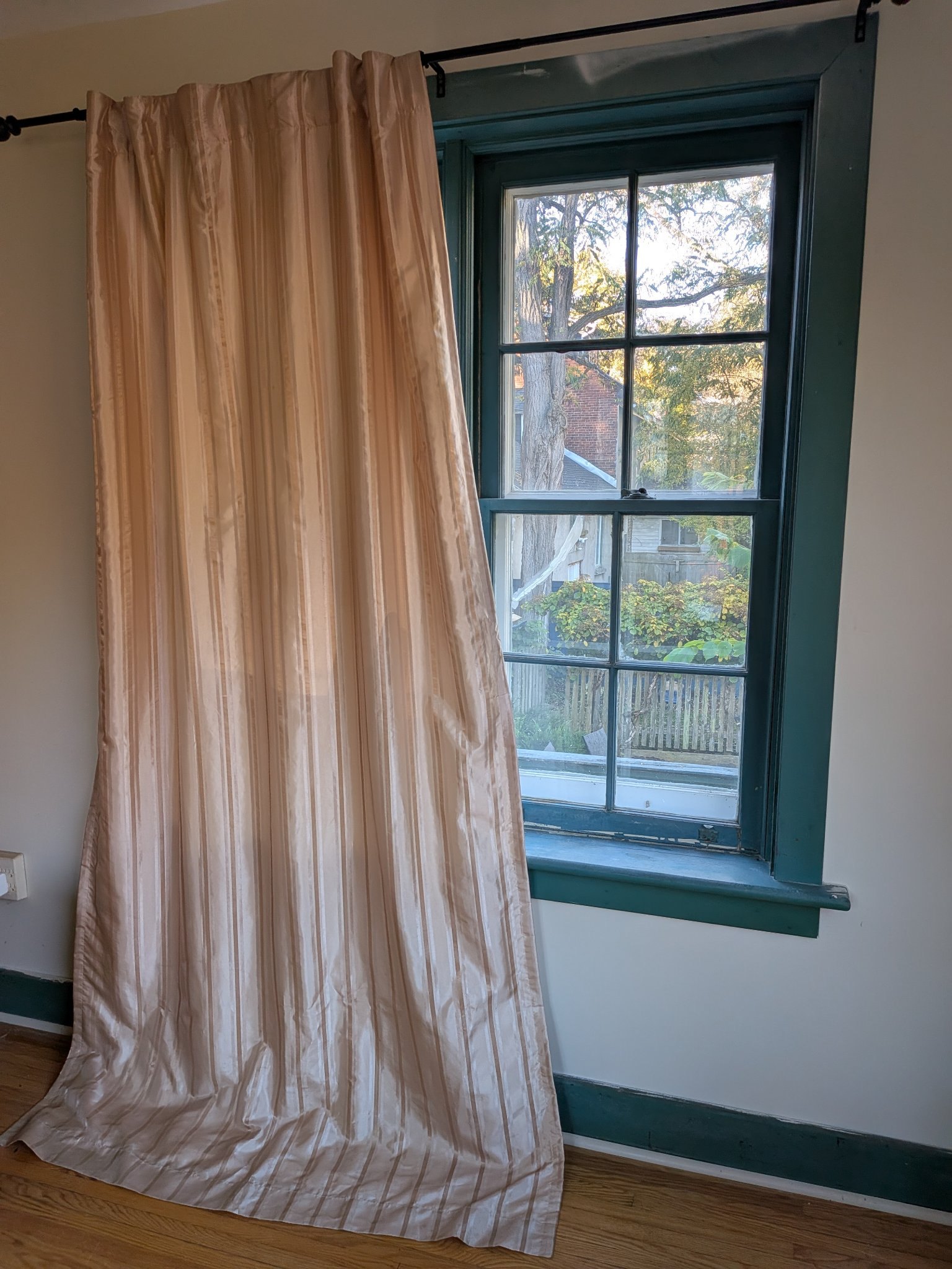 Set of 5 Striped Curtain Panels, Champagne Beige, 50 Inches Wide