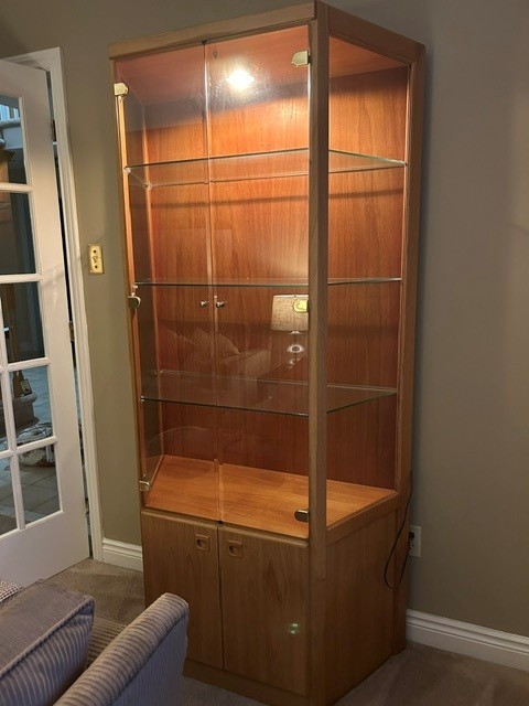 Wood & Black Glass TV Stand