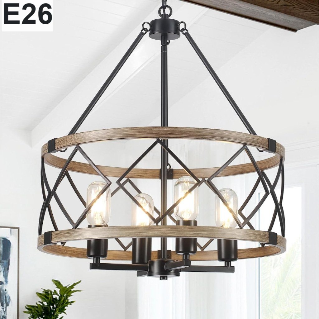 Farmhouse Ceiling Light Chandelier E26, Brand New Sealed