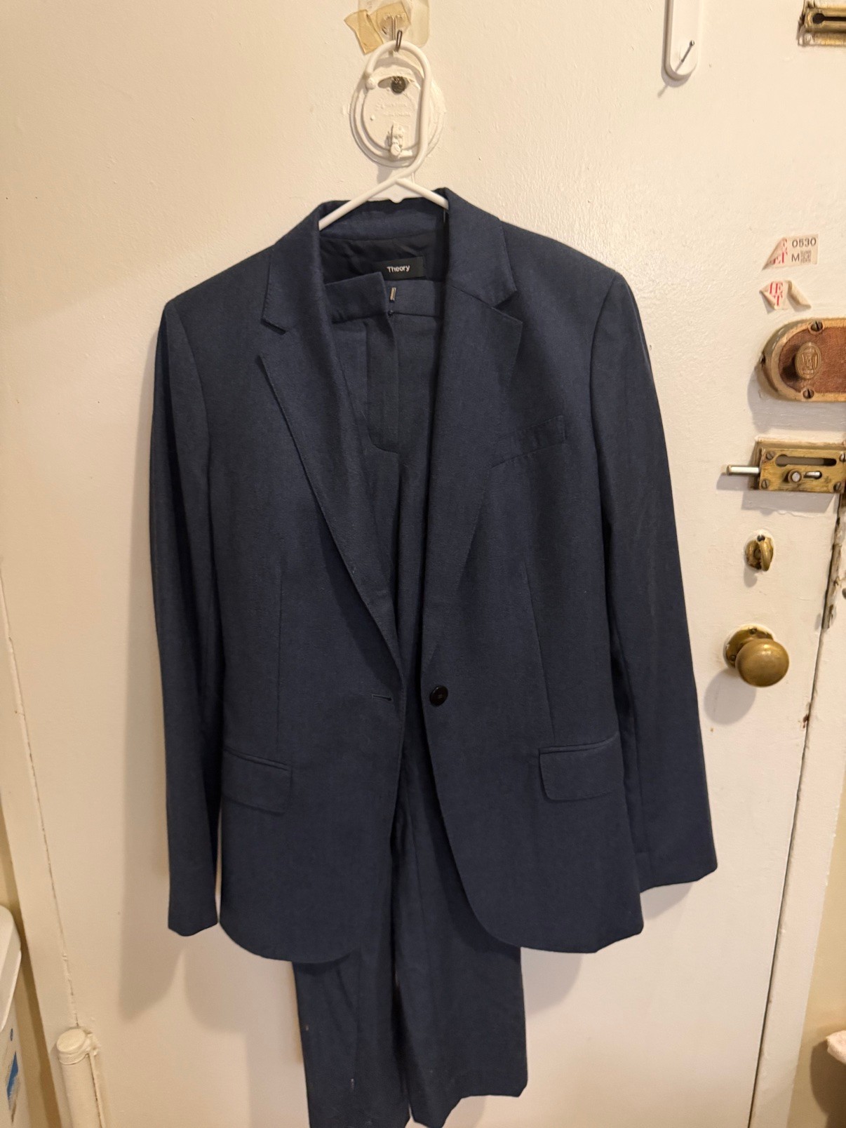 Theory Staple Blazer Suit Set Light Navy Melange Sz 6 NWT