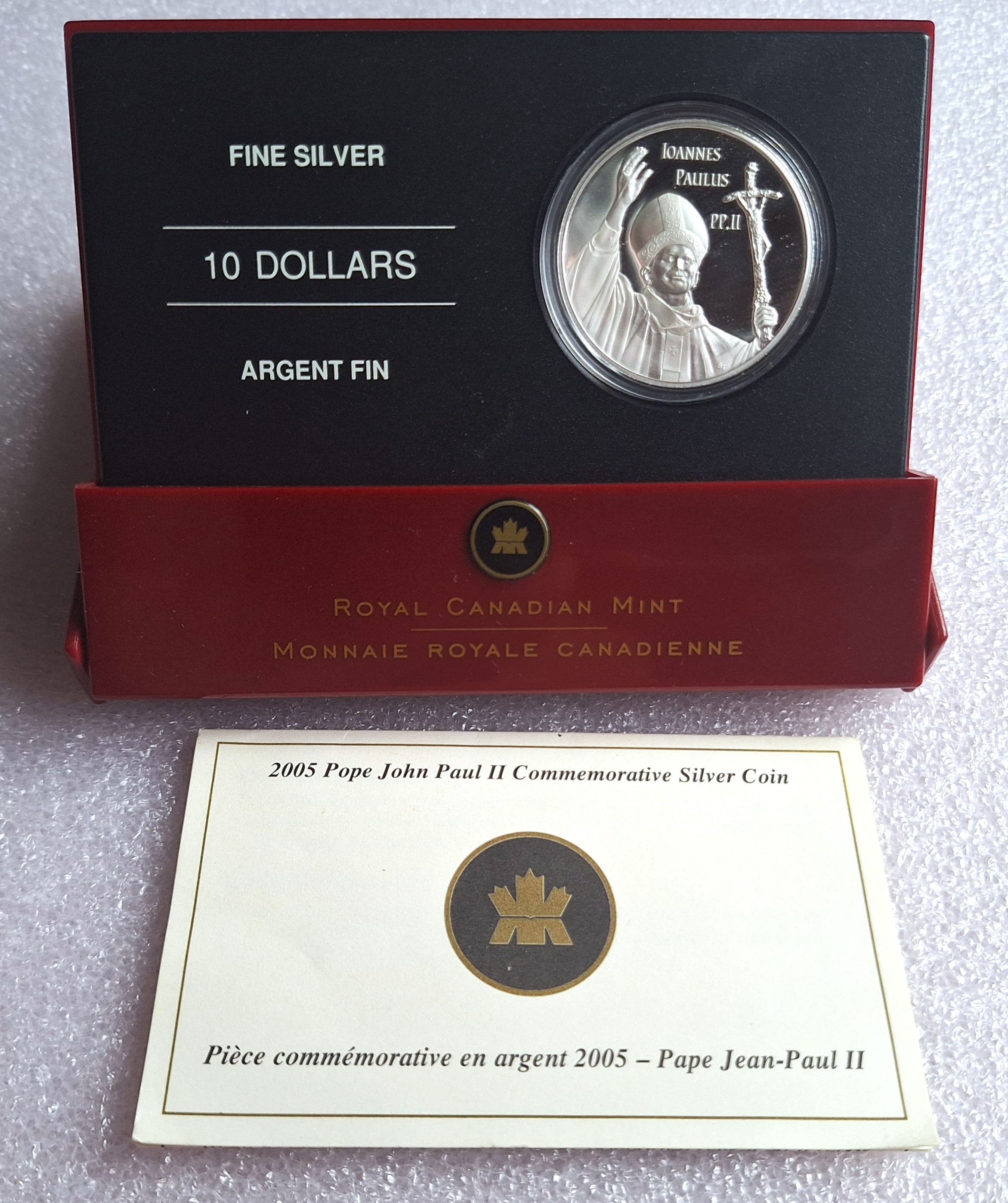 2005 Pope John Paul II Commemorative Silver Coin .9999 Fineness - photo 2